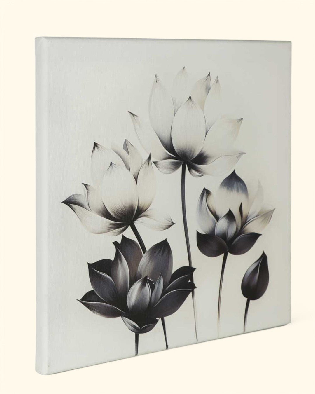 Elegant Monochrome Lotus Canvas Print、mySite、topwebapps