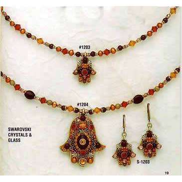 Michal Golan Autumn Swarovski Crystals and Glass Hamsa Necklace、mySite、topwebapps