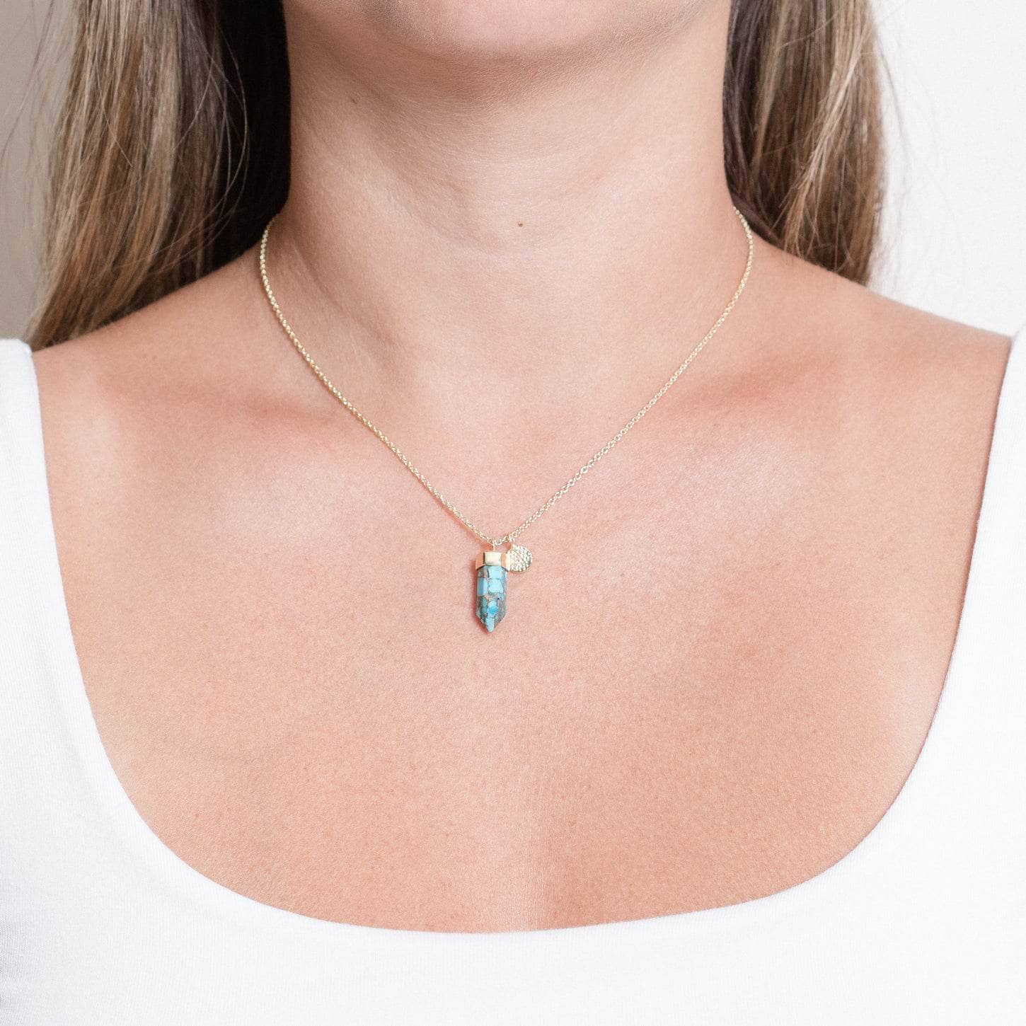 Delicate Genuine Turquoise Crystal Point Necklace、mySite、hinf8tx79