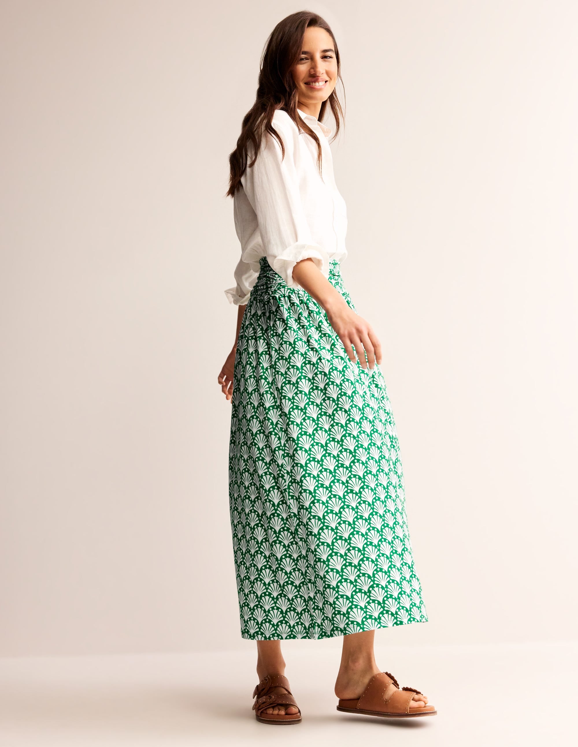  Rosaline Jersey Skirt-Green Tambourine, Shells、mySite、ashleygrahame