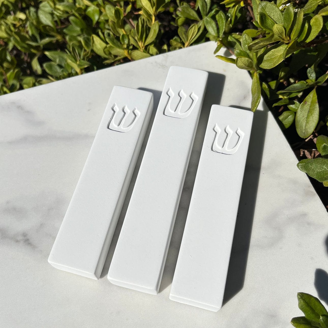 Engraved Traditional Shin Mezuzah - White、mySite、topwebapps