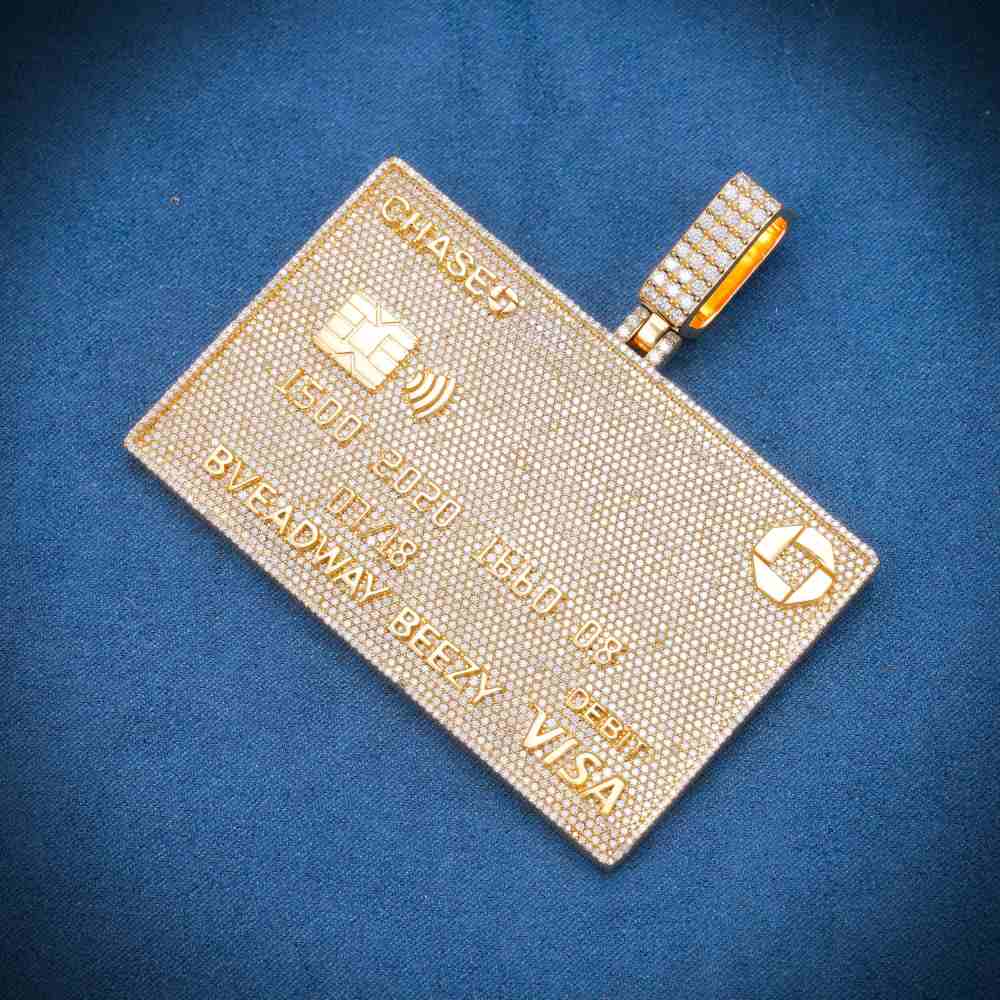 Custom Moissanite Credit Card Pendant 14K Yellow Gold、mySite、hinf8tx79