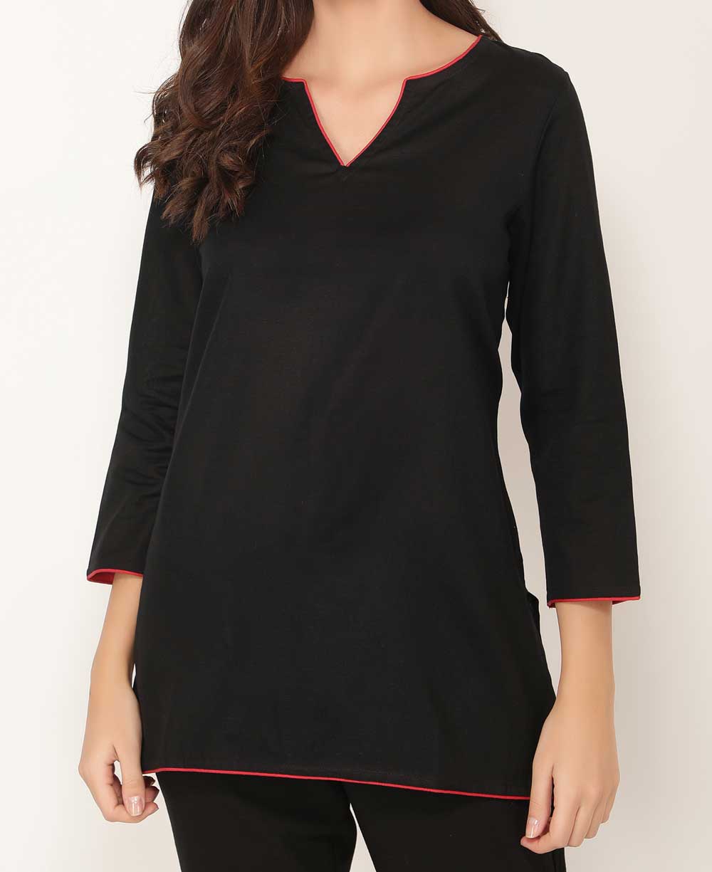 Black And Red Woven Cotton Tunic Top、mySite、topwebapps