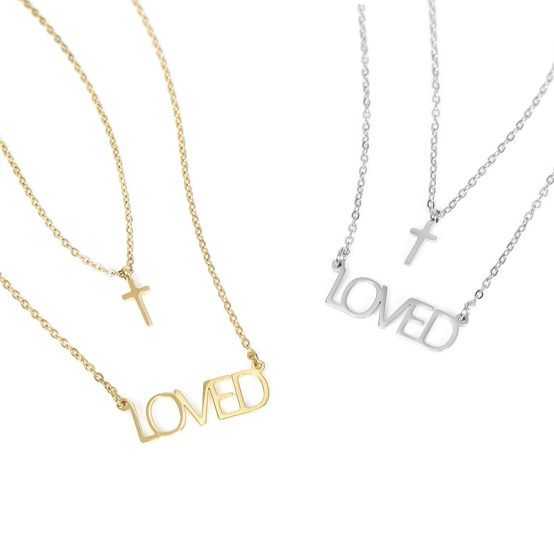 18K Gold PVD Stainless Steel Loved Layered Cross Charm Necklace / SBB0324、mySite、dreamappss