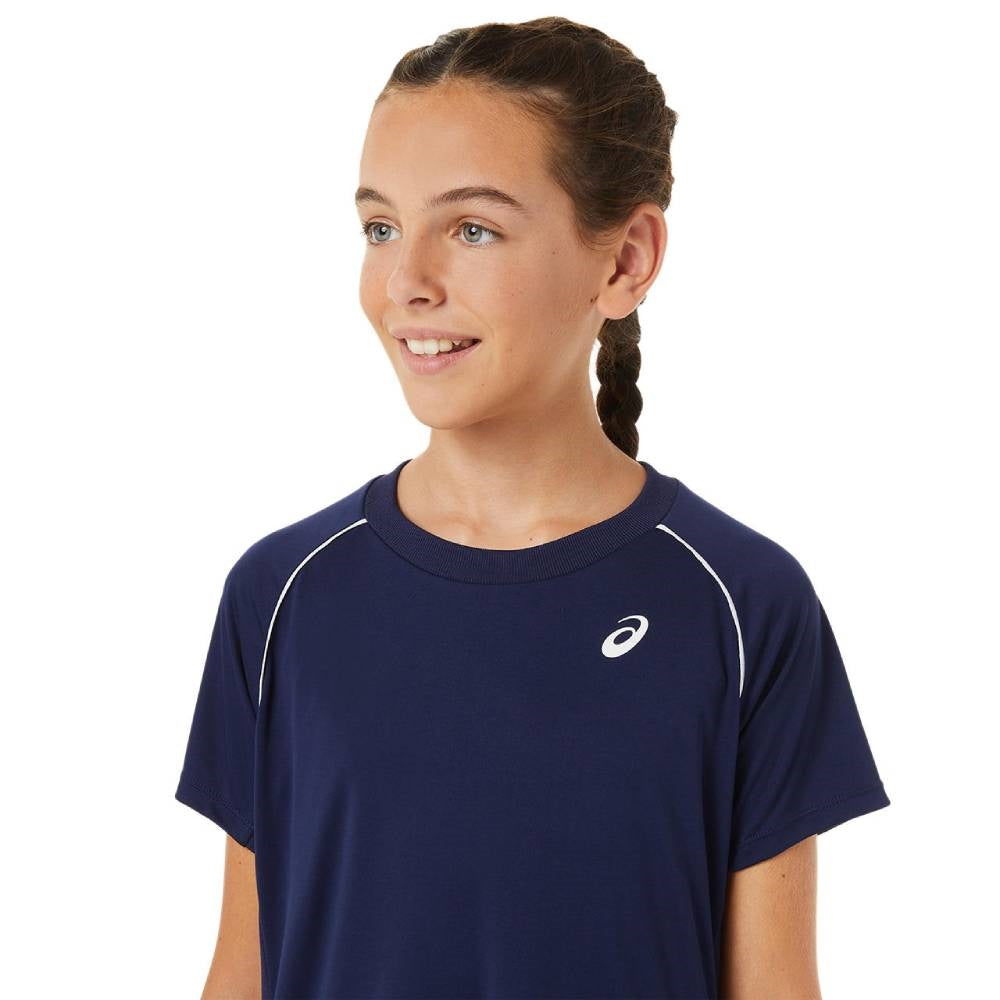 Asics Girls' Tennis Short Sleeved Top (Peacoat)、mySite、neckold