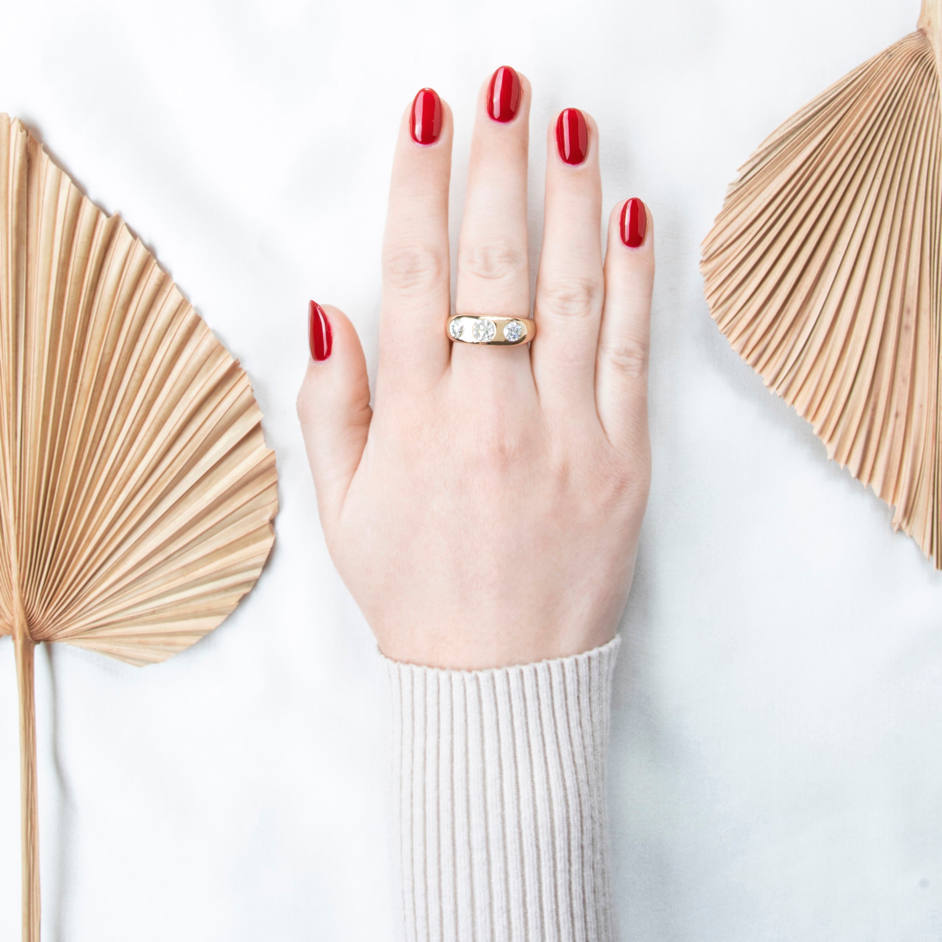 Vintage 14k Yellow Gold 1.82cttw Diamond Flush Set Trio of Brilliance Ring 8.75、mySite、hinf8tx79