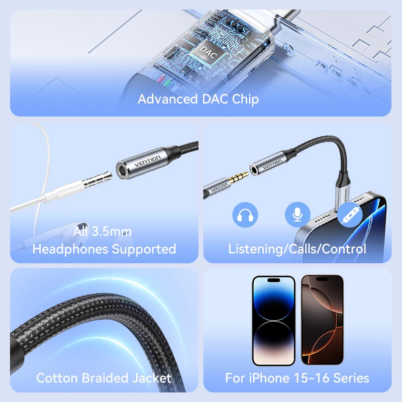 Vention USB-C Male to 3.5MM Earphone Jack with DAC Adapter Aluminum Alloy Type、mySite、fannypackpong
