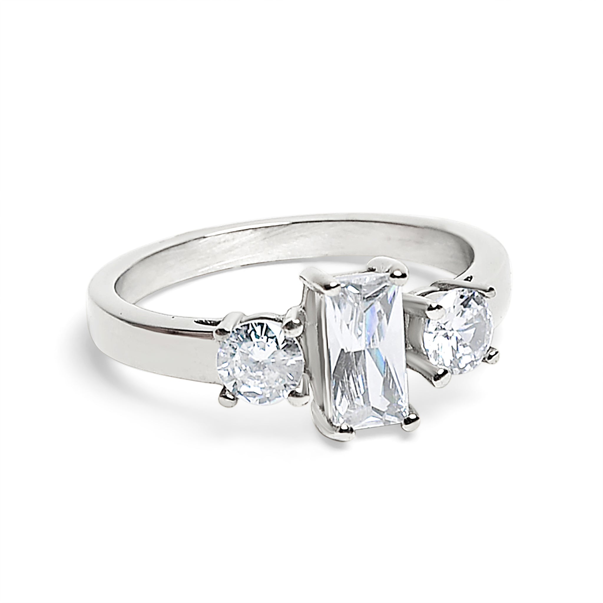 Rectangular CZ Accent Stones Stainless Steel Ring / ZRJ4156、mySite、dreamappss