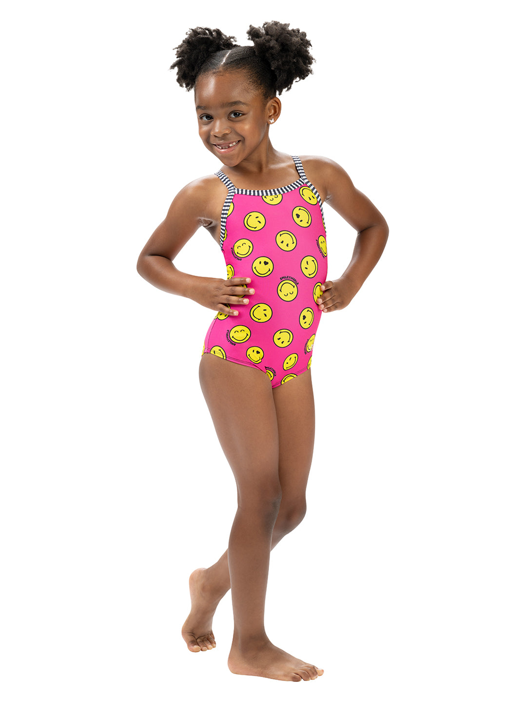 Dolfin Girls' Print Little Dolfin X SmileyWorld One Piece Swimsuit (Toddler, Little Kid)、mySite、noshort