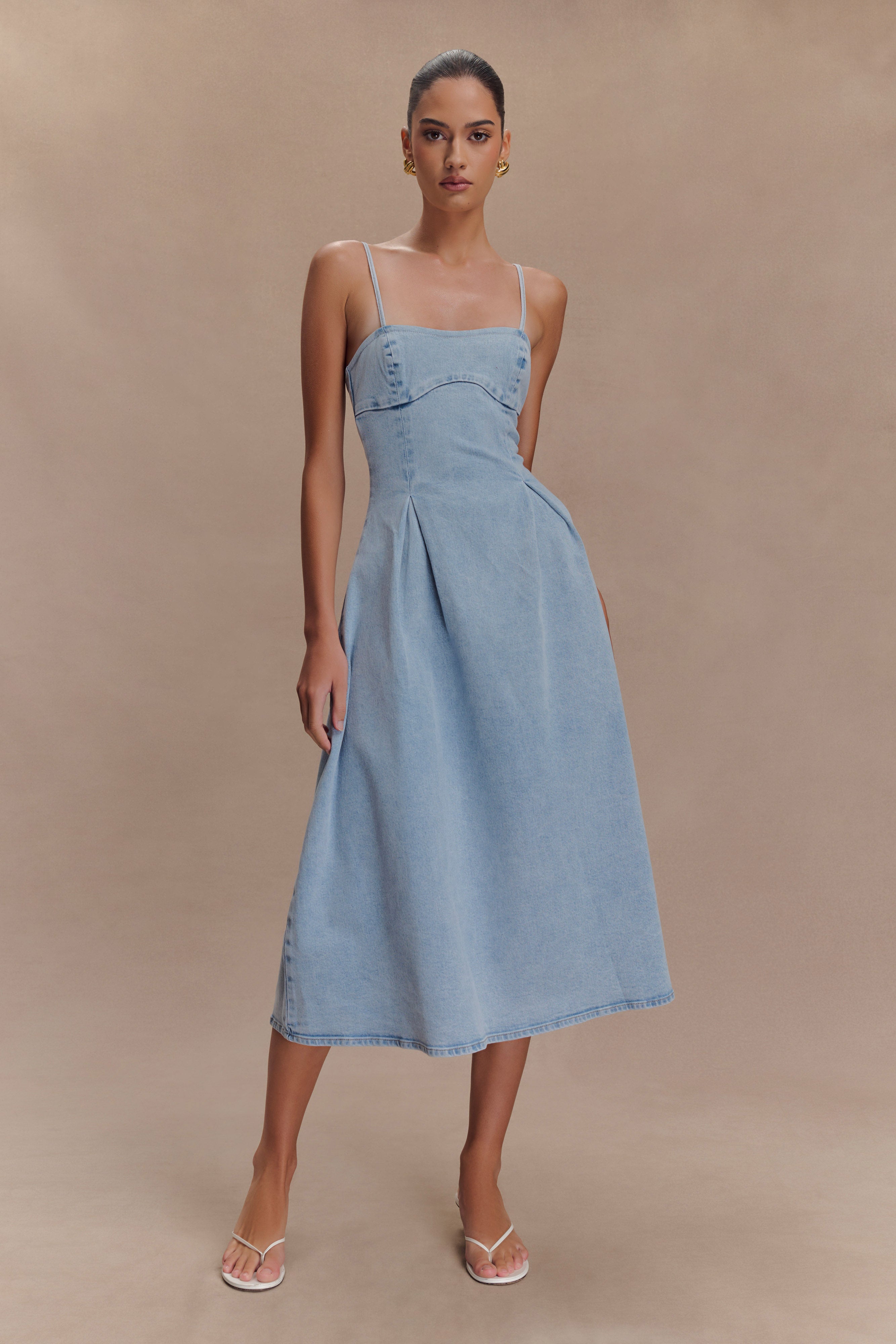 Harlyn Denim Midi Dress - Light Blue、mySite、solidvoid