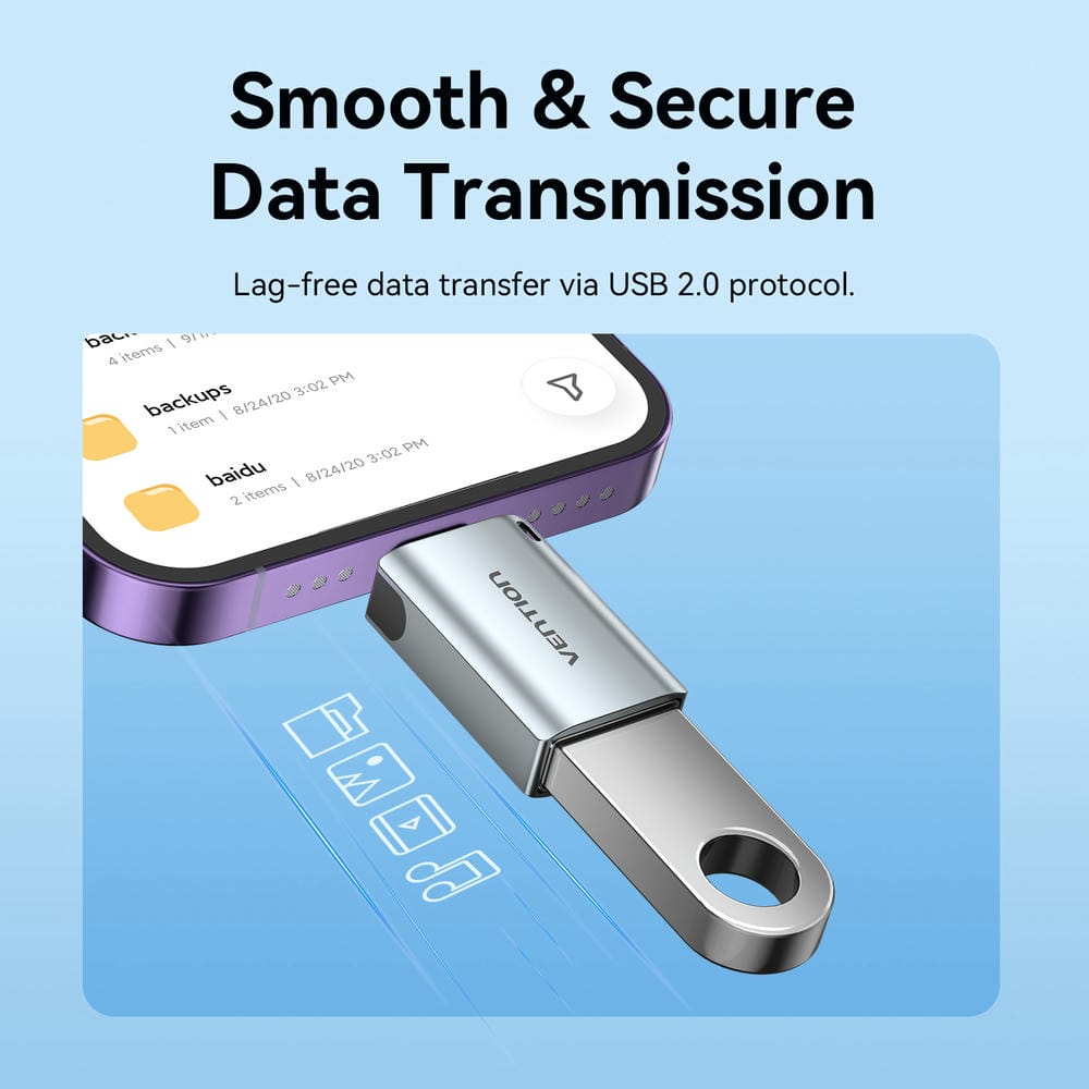 Vention USB-A Female to Lightning Male OTG Adapter、mySite、fannypackpong