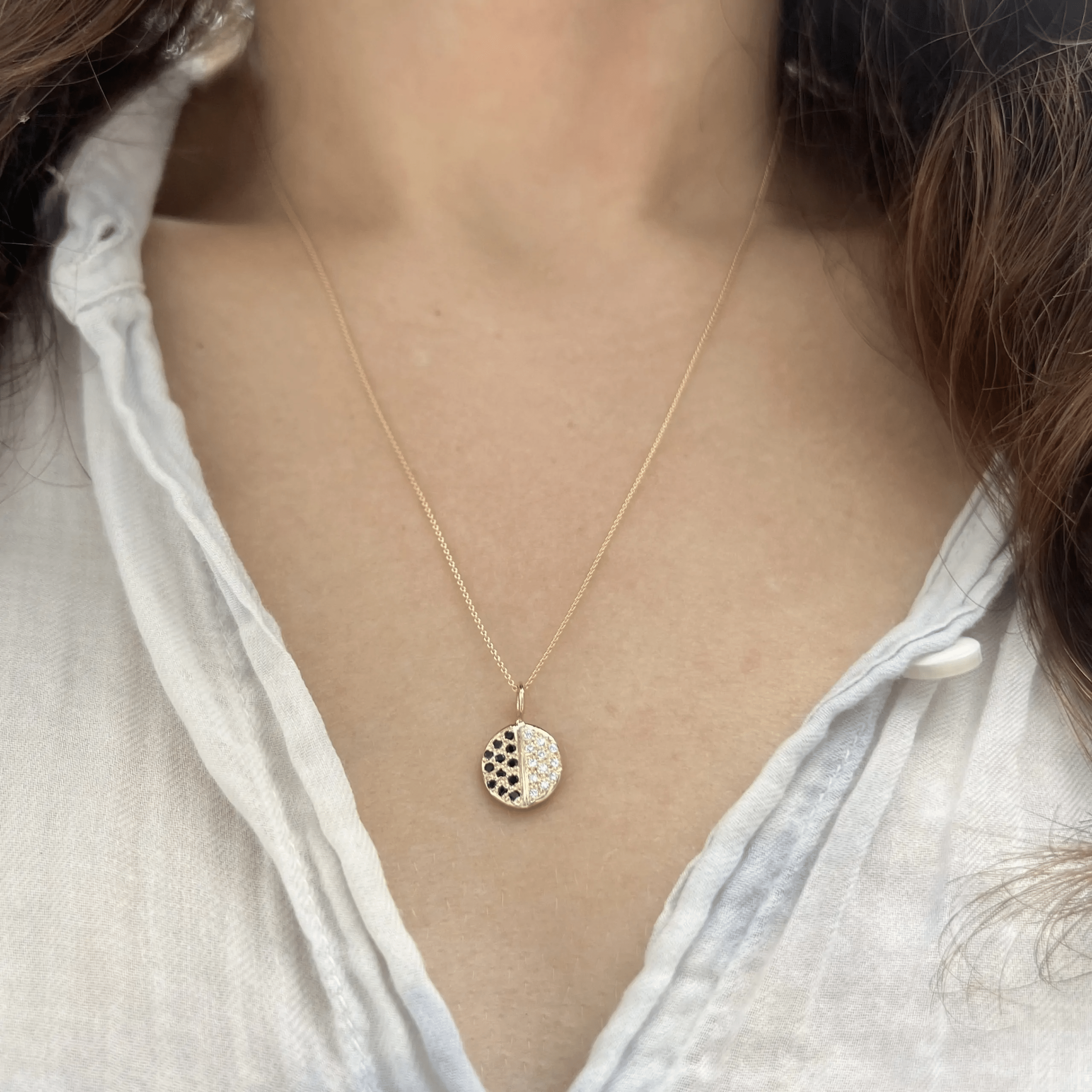 Black and White Cookie Charm Necklace by Elisa Solomon - 14k Yellow, Rose or White Gold, or Sterling Silver、mySite、topwebapps