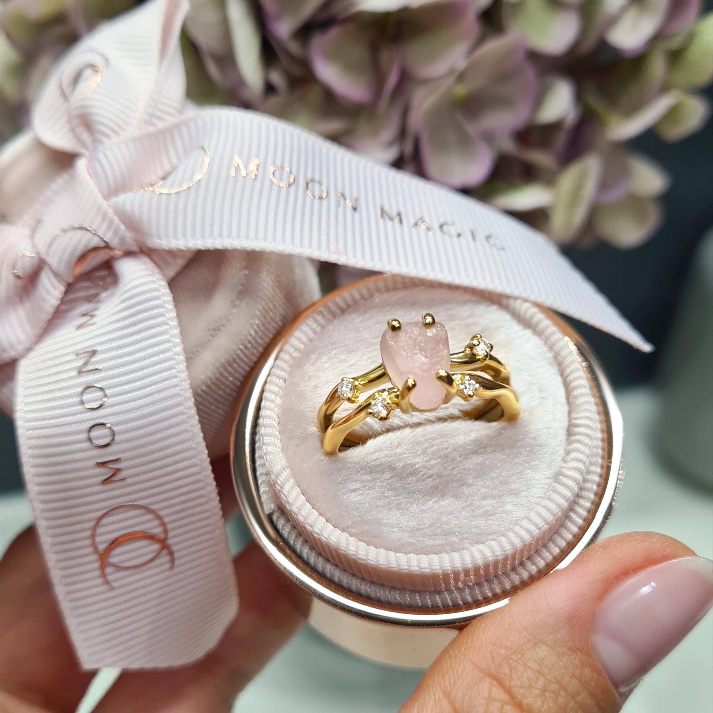 Raw Crystal Ring - Flow Rose Quartz、mySite、hinf8tx79