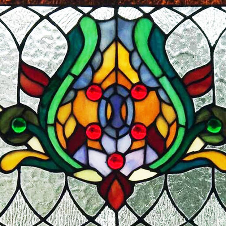 Oakley Blue or Amber Tiffany Style Stained Glass Pub Window Panel 30L、mySite、g9winljtr