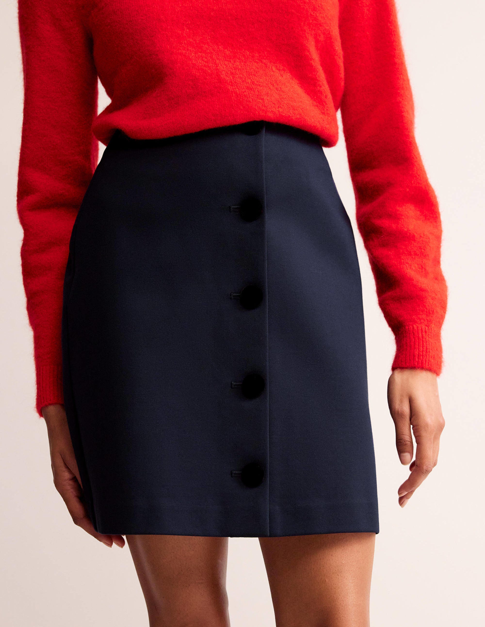  Buttoned Ponte Mini Skirt-Navy、mySite、ashleygrahame