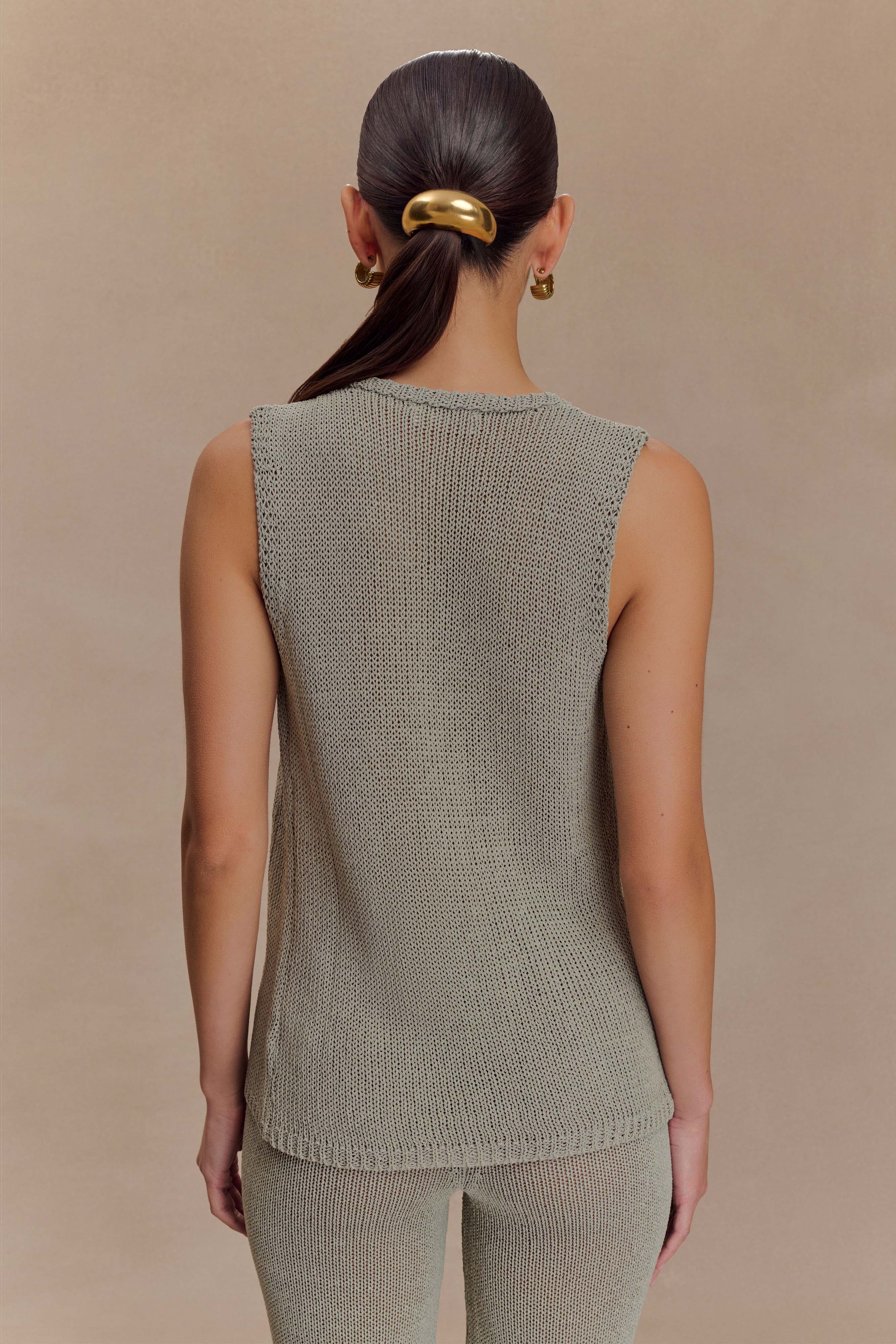Malani Knit Top With Hardware - Sage、mySite、solidvoid
