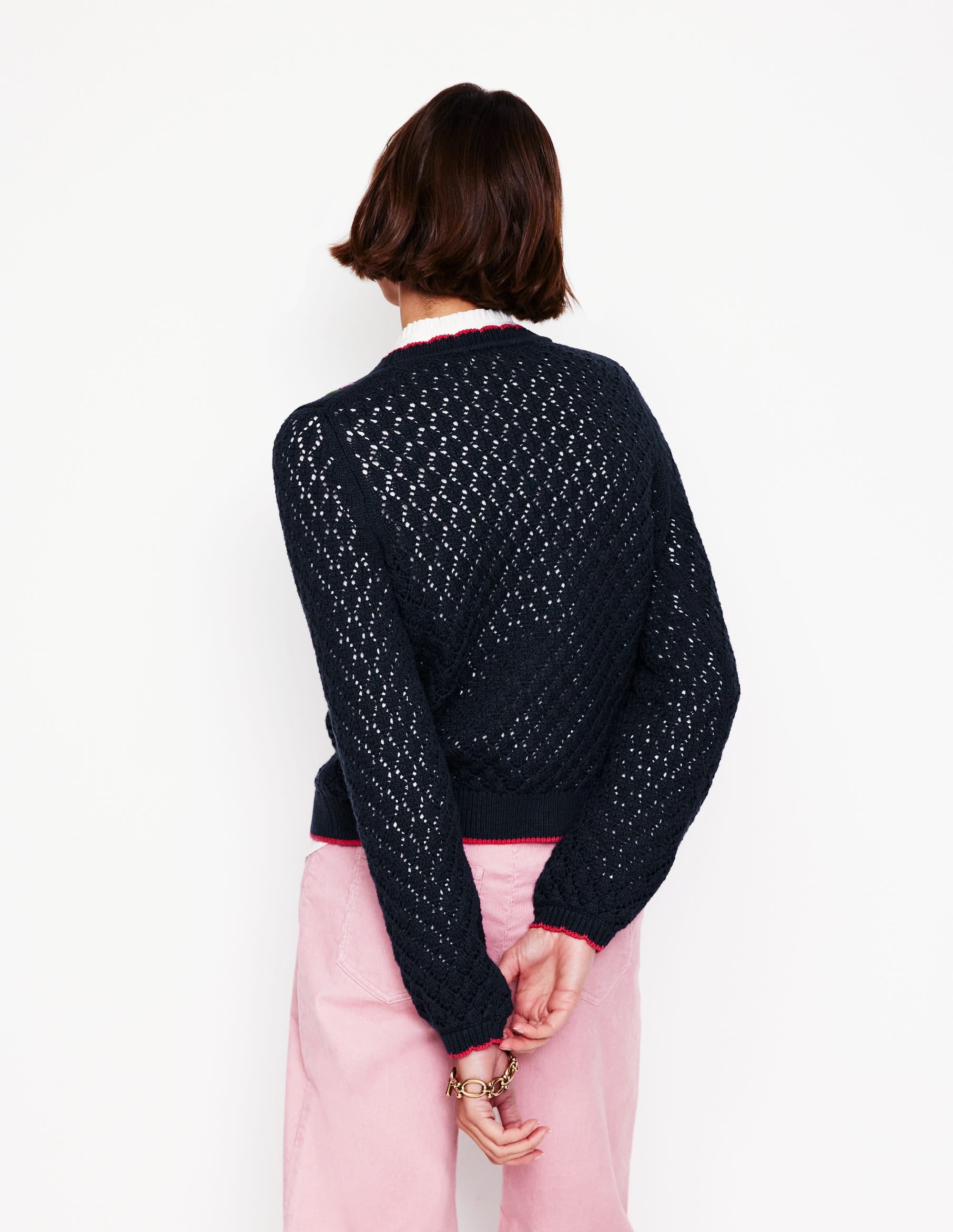 Embroidered Cotton Sweater-Navy、mySite、ashleygrahame