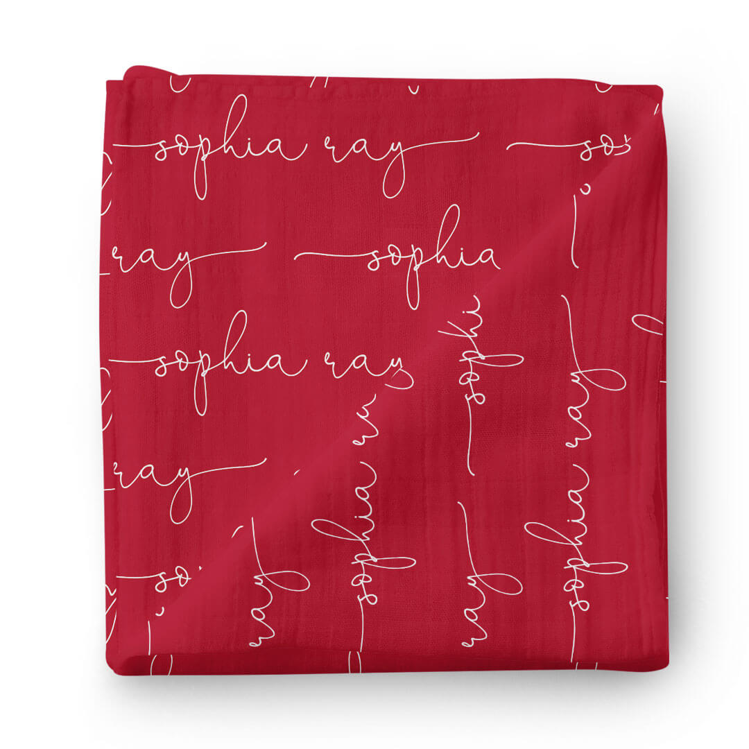  Personalized Indiana Red Baby Name Swaddle Blanket - Script Only、mySite、layawaytickets