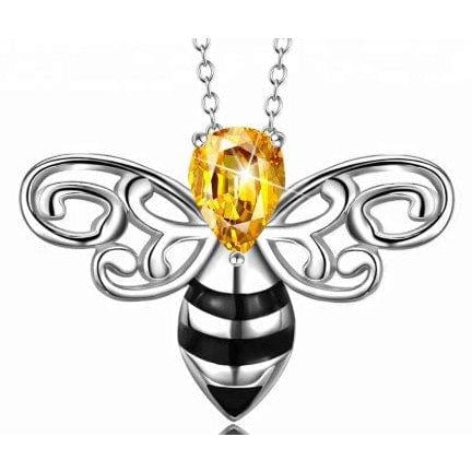 Honey Bee Pendant with Sparkling Yellow CZ Head in 925 Silver、mySite、g9winljtr