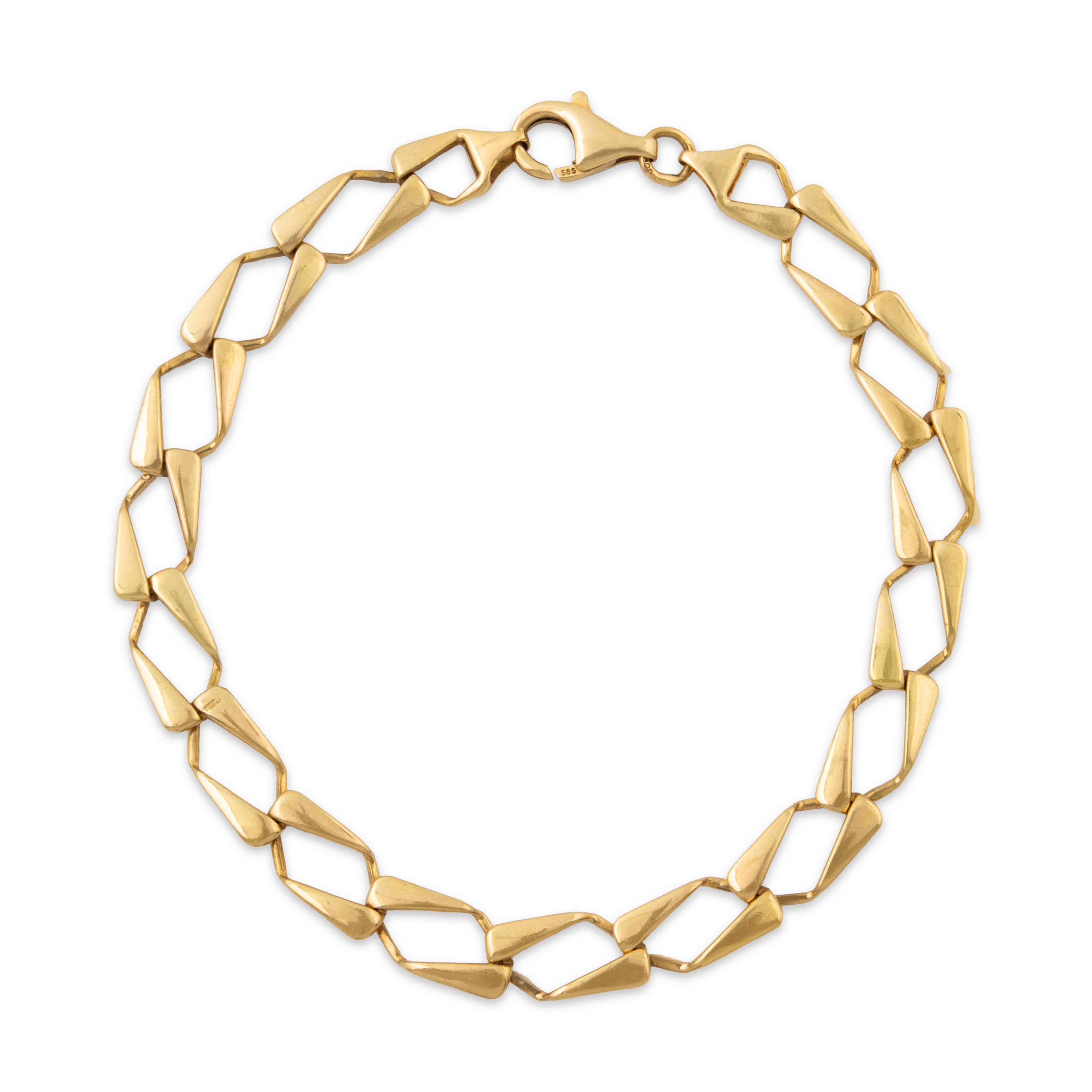 Vintage 14k Yellow Gold Flat Link Bracelet 8.25、mySite、hinf8tx79