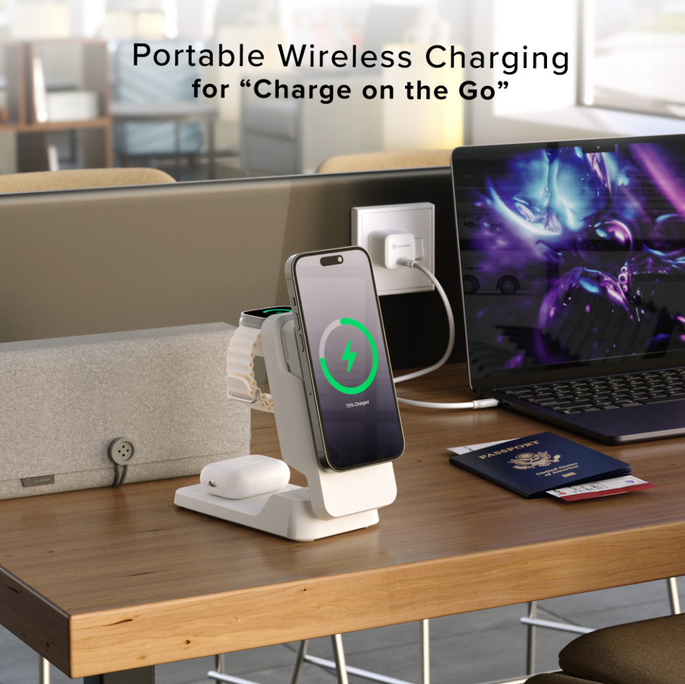 Matrix Ultimate 3-in-1 Wireless Charger with 5,000mAh MagSafe Power Bank - Global Edition、mySite、fannypackpong