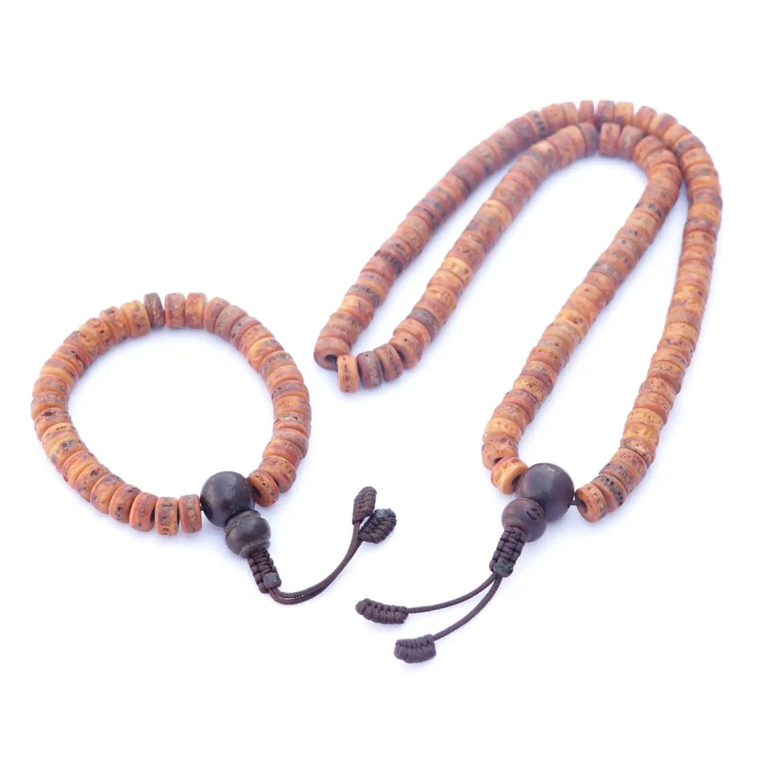 Fossilized Bone & Bodhi Seed Mala Set、mySite、topwebapps