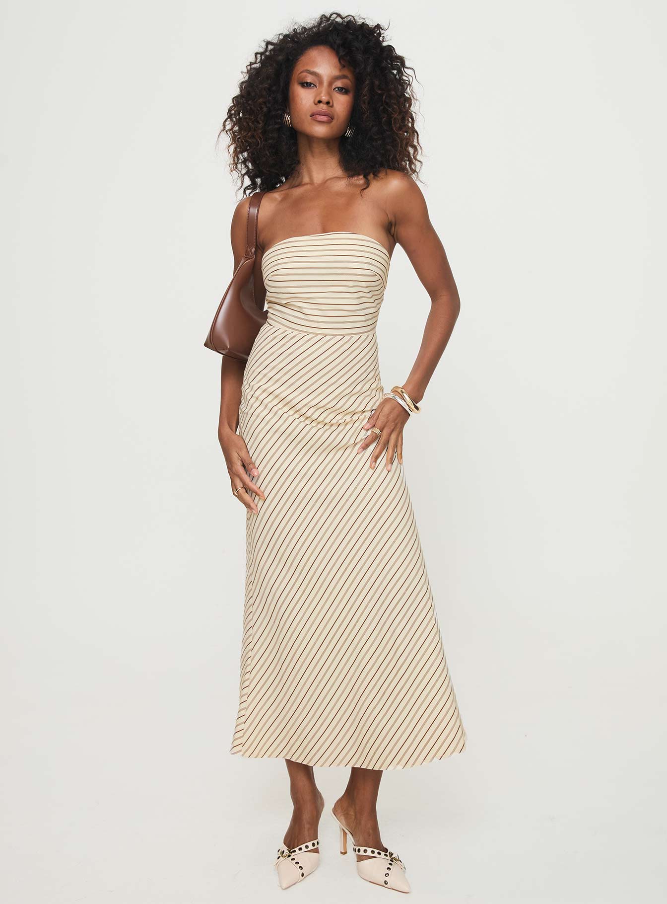 Chrysa Strapless Maxi Dress Beige、mySite、solidvoid