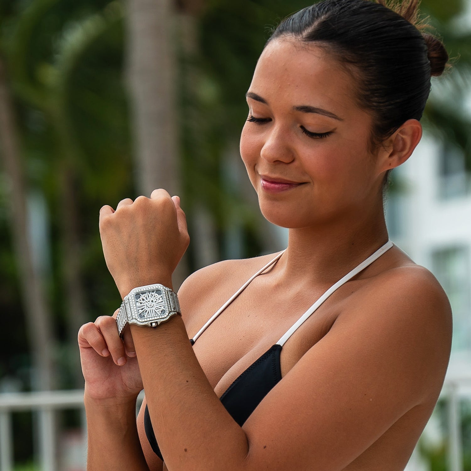 Moissanite Skeleton Watch | 42MM | 14K White Gold | 14.1CT Bust Down、mySite、hinf8tx79