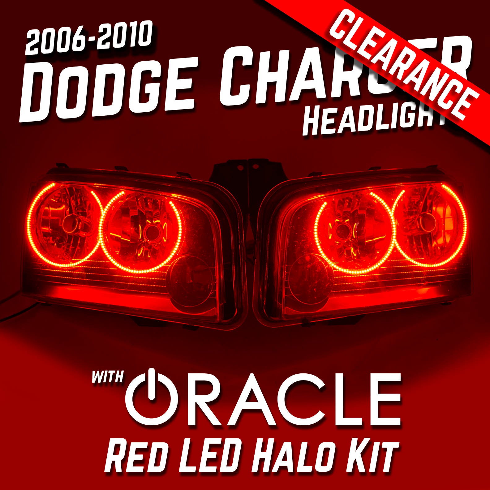 2006-2010 Dodge Charger Headlights - ORACLE Red LED Halo Kit Pre-Installed、mySite、nflplayoffbracketp