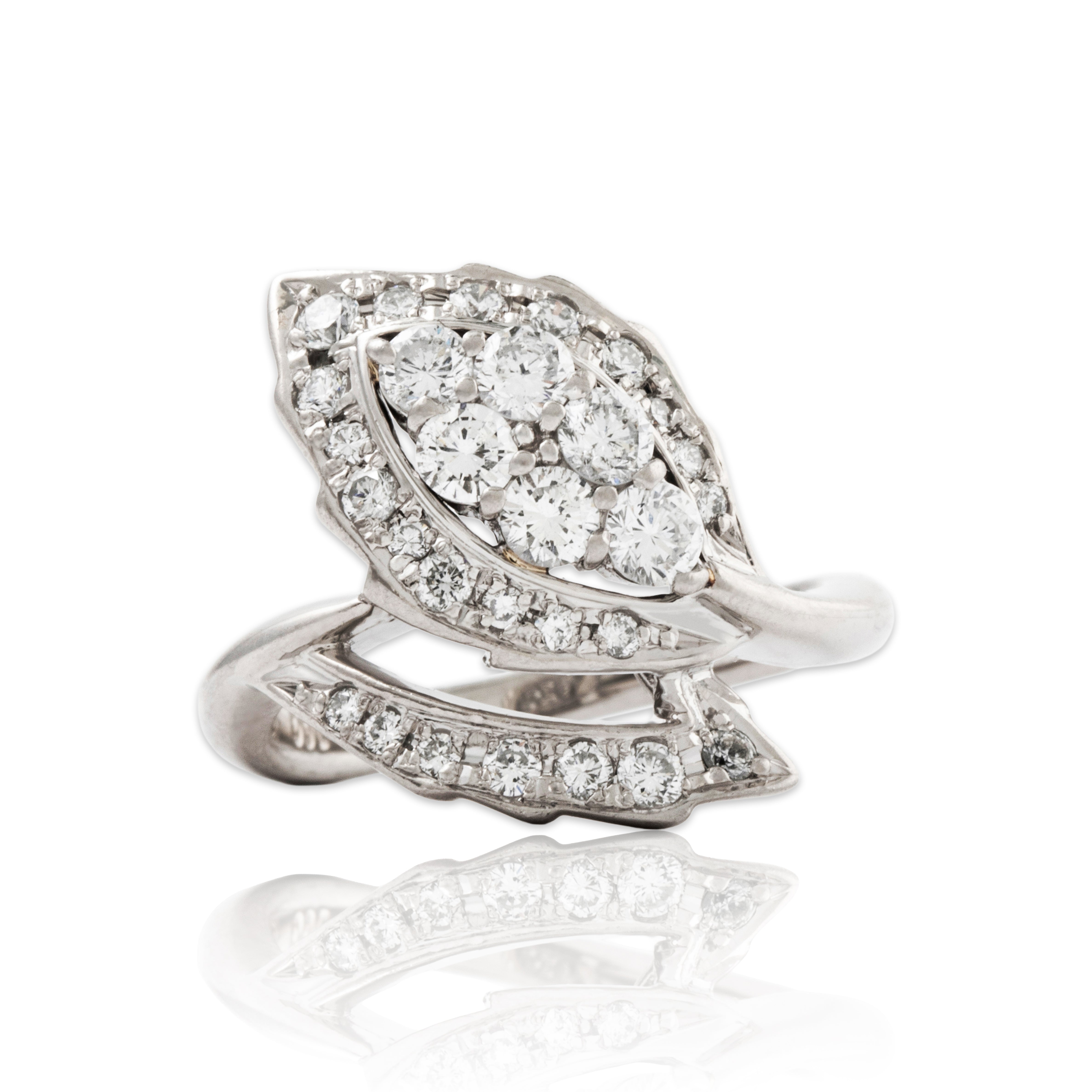 Vintage Platinum 1cttw Diamond Naturalistic Foliate Ring 6.00、mySite、hinf8tx79