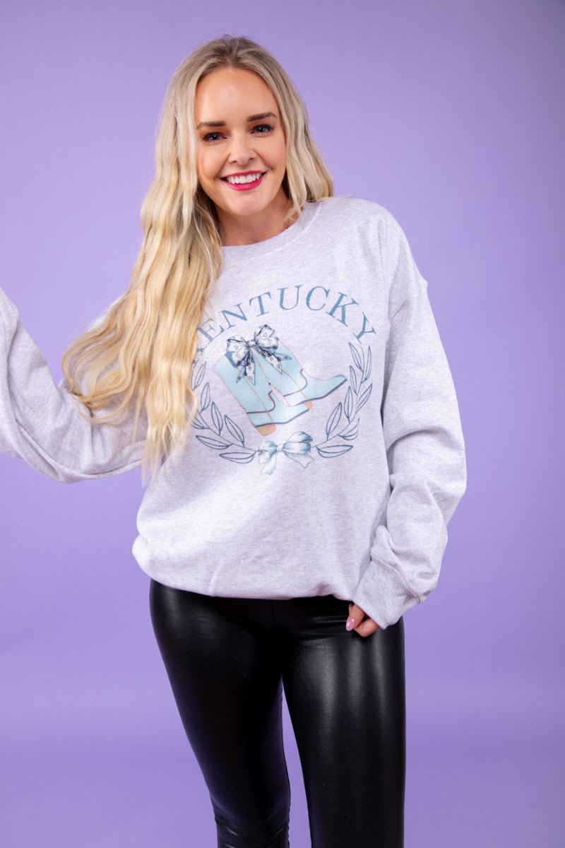 Kentucky Preppy Boots Sweatshirt - Gray、mySite、hinf8tx79