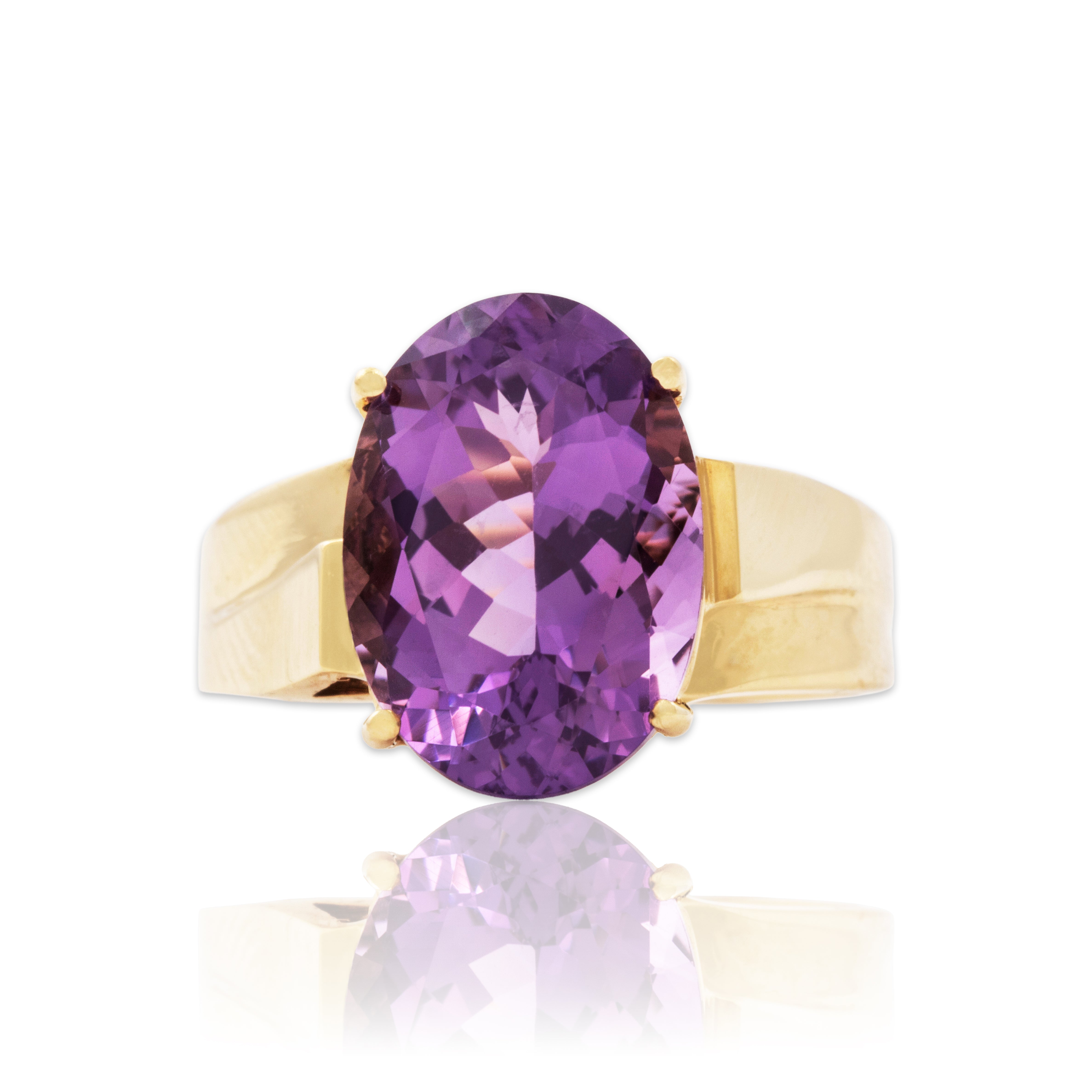 Vintage 10k Yellow Gold 5ct Amethyst Modern Solitaire Statement Ring 8.00、mySite、hinf8tx79