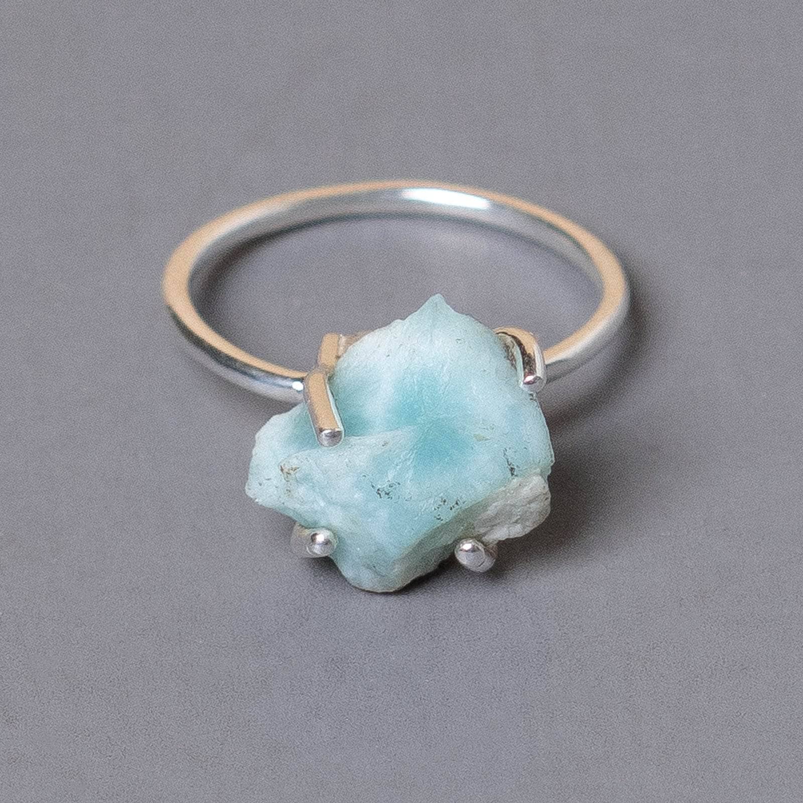 Rare Genuine Larimar Raw Freeform Gold or Silver Ring、mySite、hinf8tx79