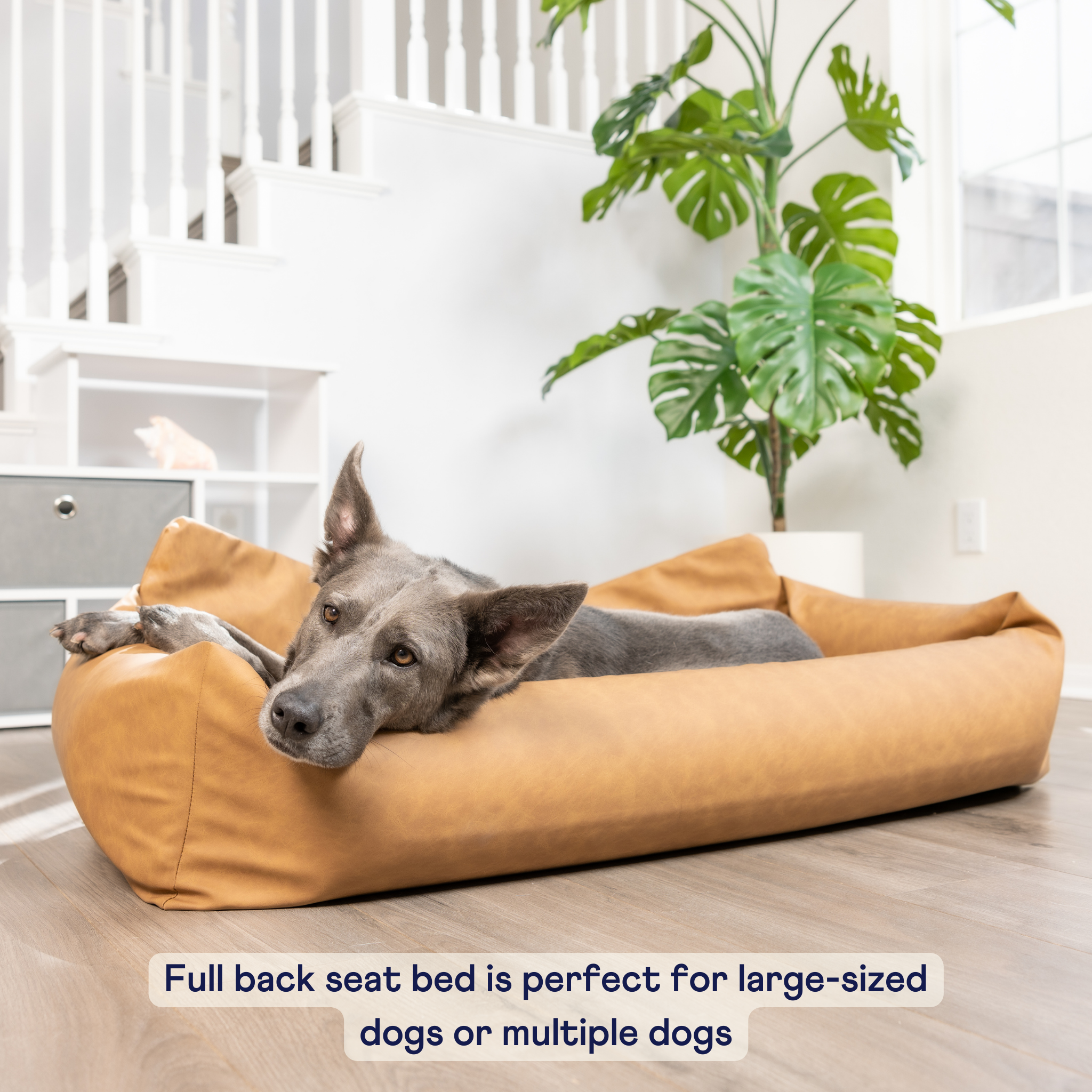 PupProtector™ Faux Leather Memory Foam Dog Car Bed - Camel、mySite、solidvoid