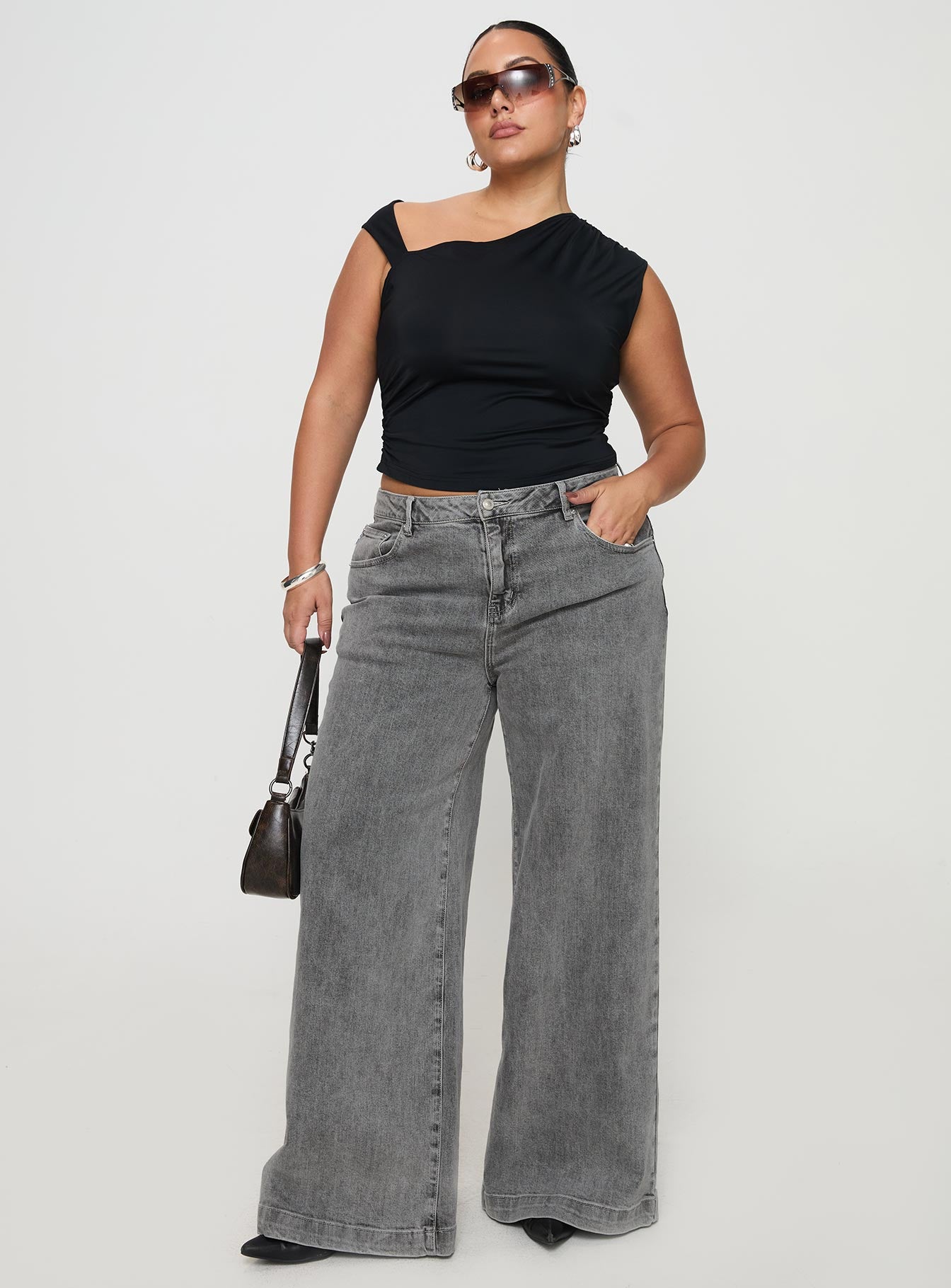 Wolfie High Rise Wide Leg Slouchy Jeans Steel Curve、mySite、solidvoid