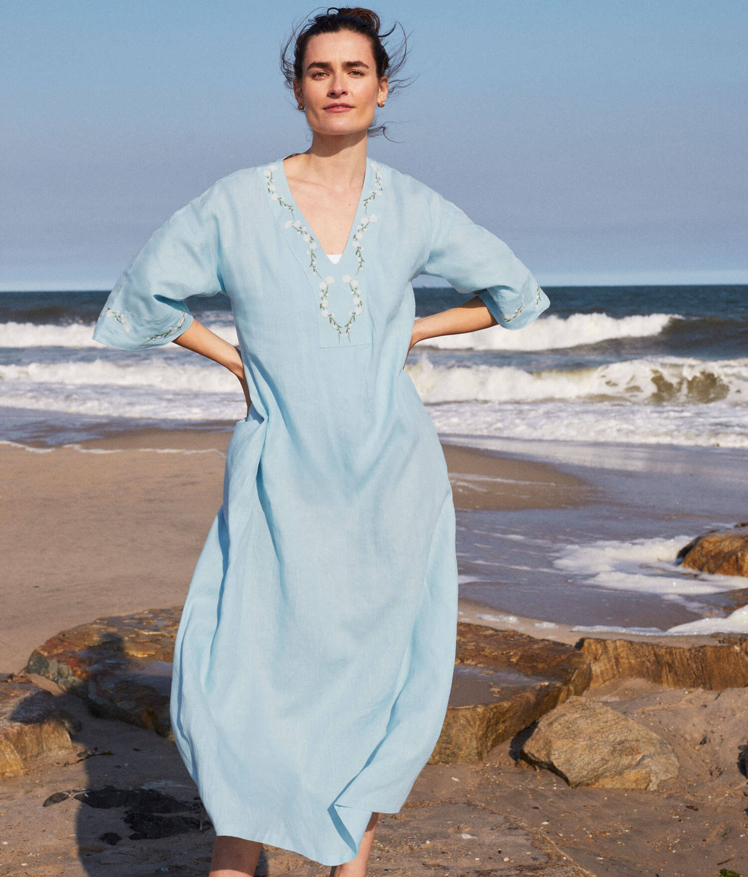  The Kepez Kaftan Dress - Linen - Hydrangea、mySite、ashleygrahame