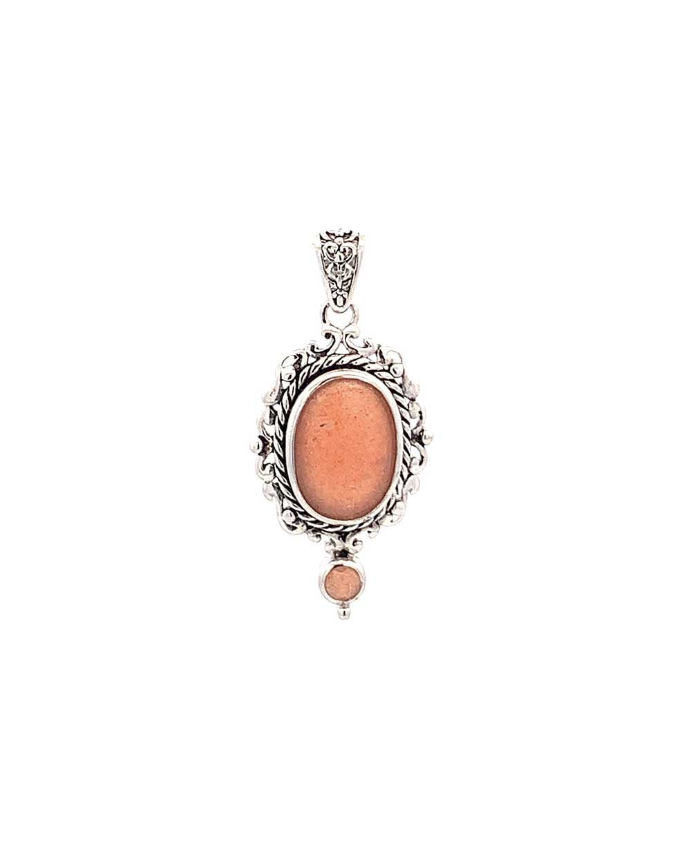 Sterling Silver Peach Moonstone Frame Pendant、mySite、topwebapps