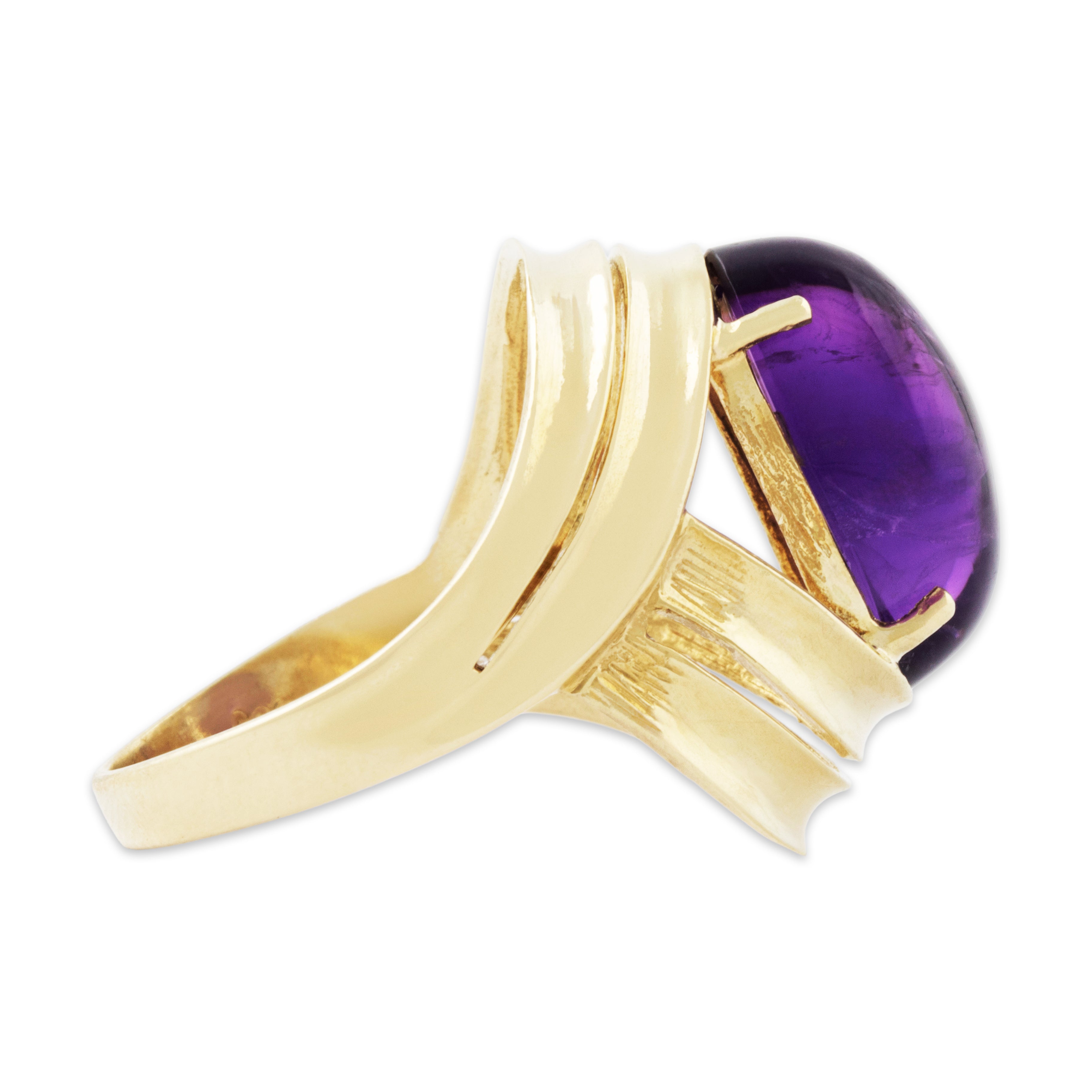 Vintage Large 14k Yellow Gold 6.5ct Amethyst Statement Ring 7.75、mySite、hinf8tx79