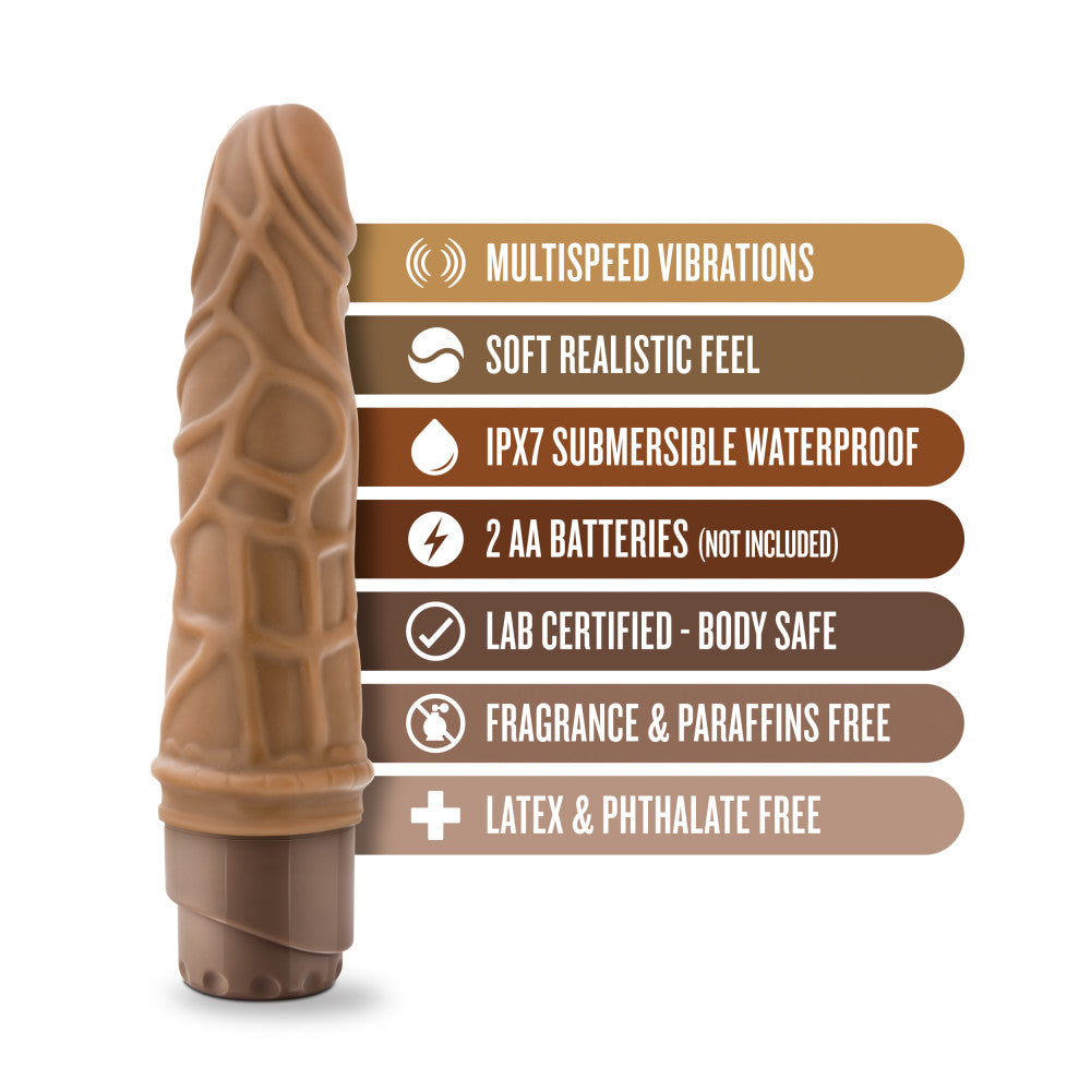 Dr. Skin By Blush® | Cock Vibe 3 Realistic Mocha 7.25-Inch Long Vibrating Dildo、mySite、bottomscart
