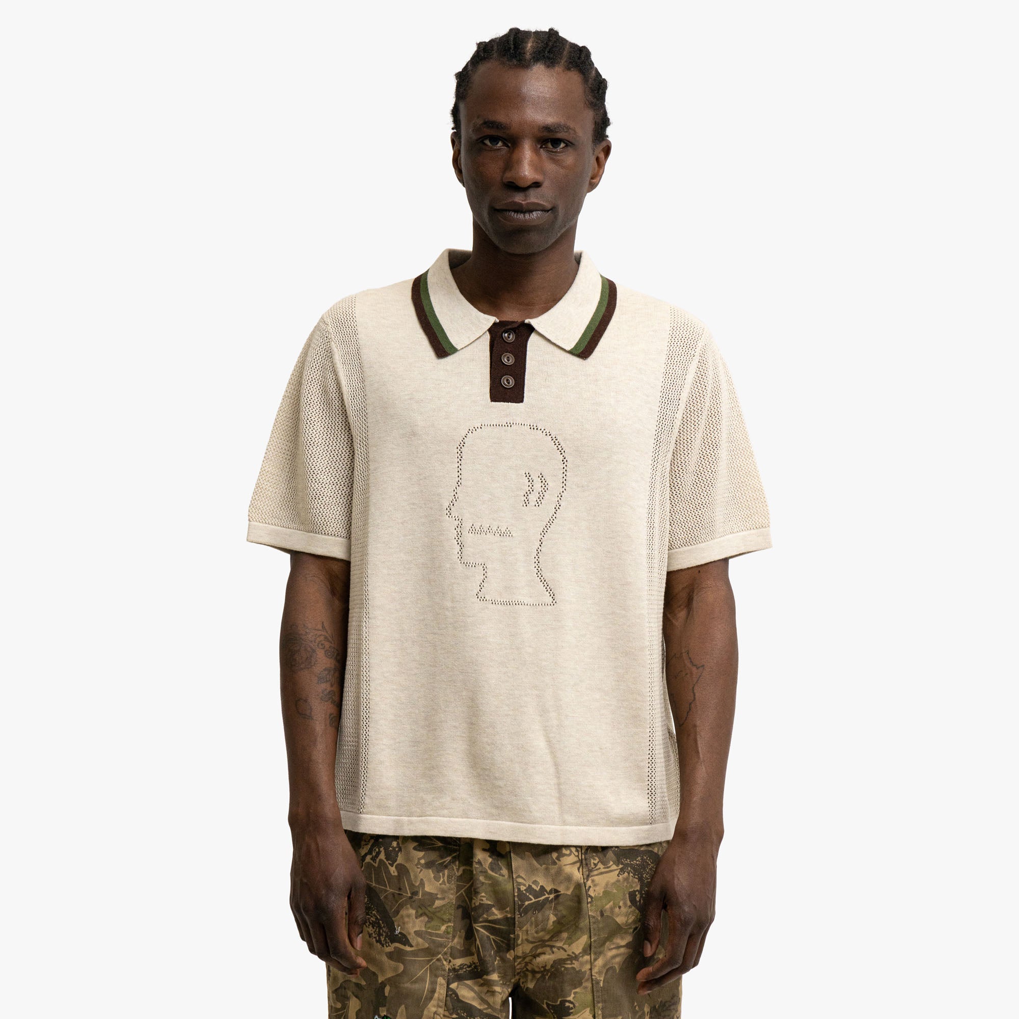  Brain Dead Logo Head Polo Natural、mySite、merchandisen