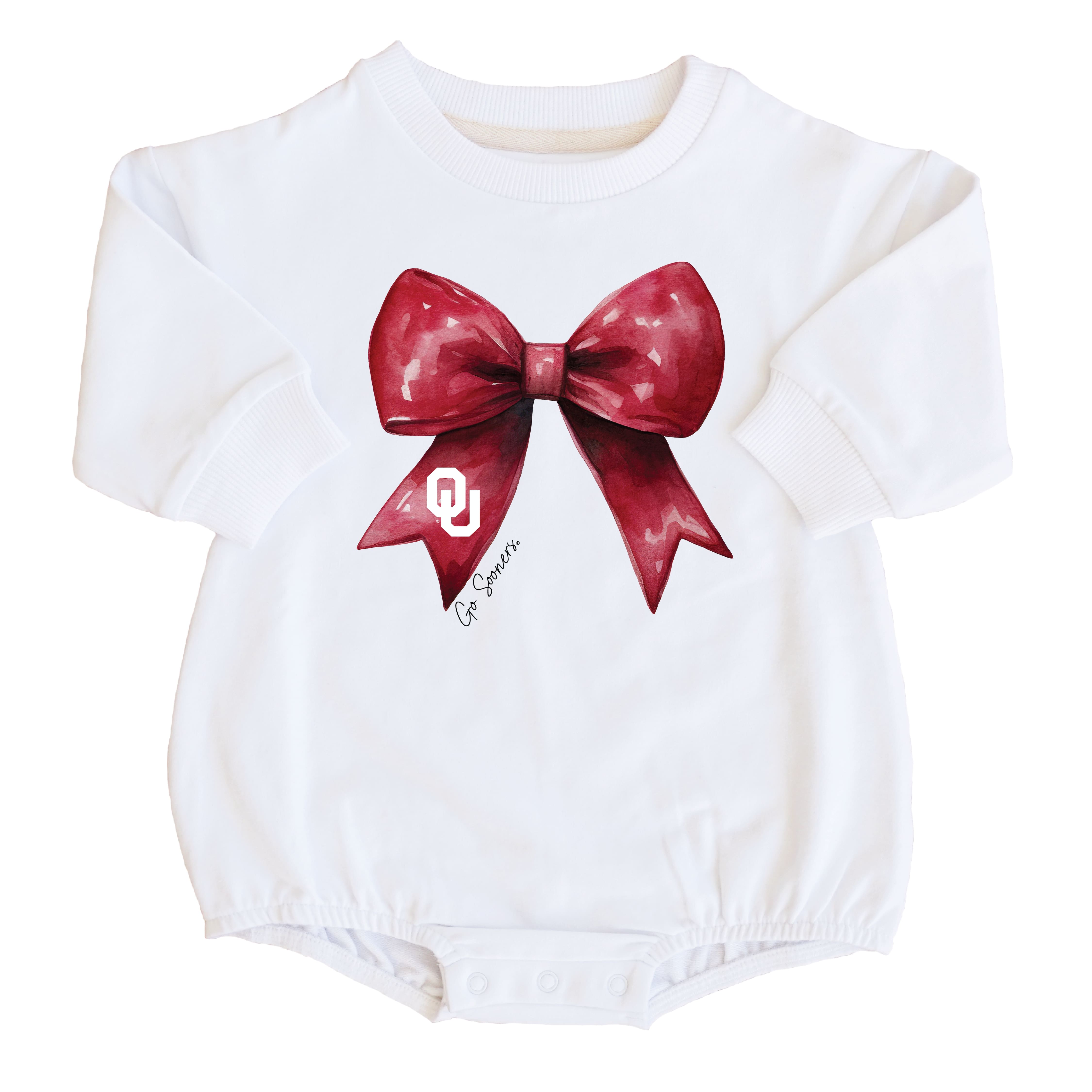  University of Oklahoma | Footballs & Bows Graphic Sweatshirt Bubble Romper、mySite、layawaytickets