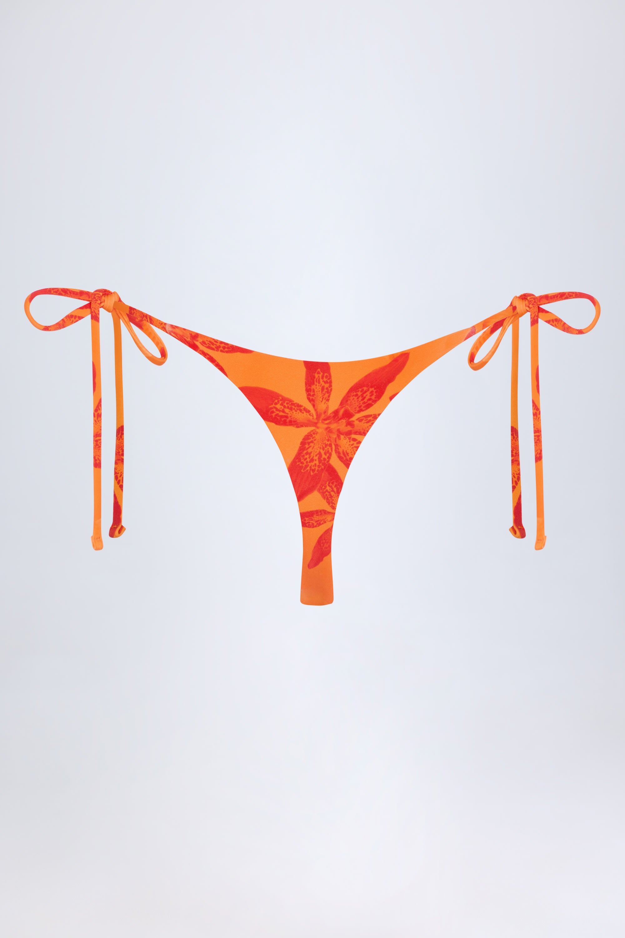  Side-Tie Thong Bikini Bottoms in Orange Orchid Print、mySite、sugarbowlscore