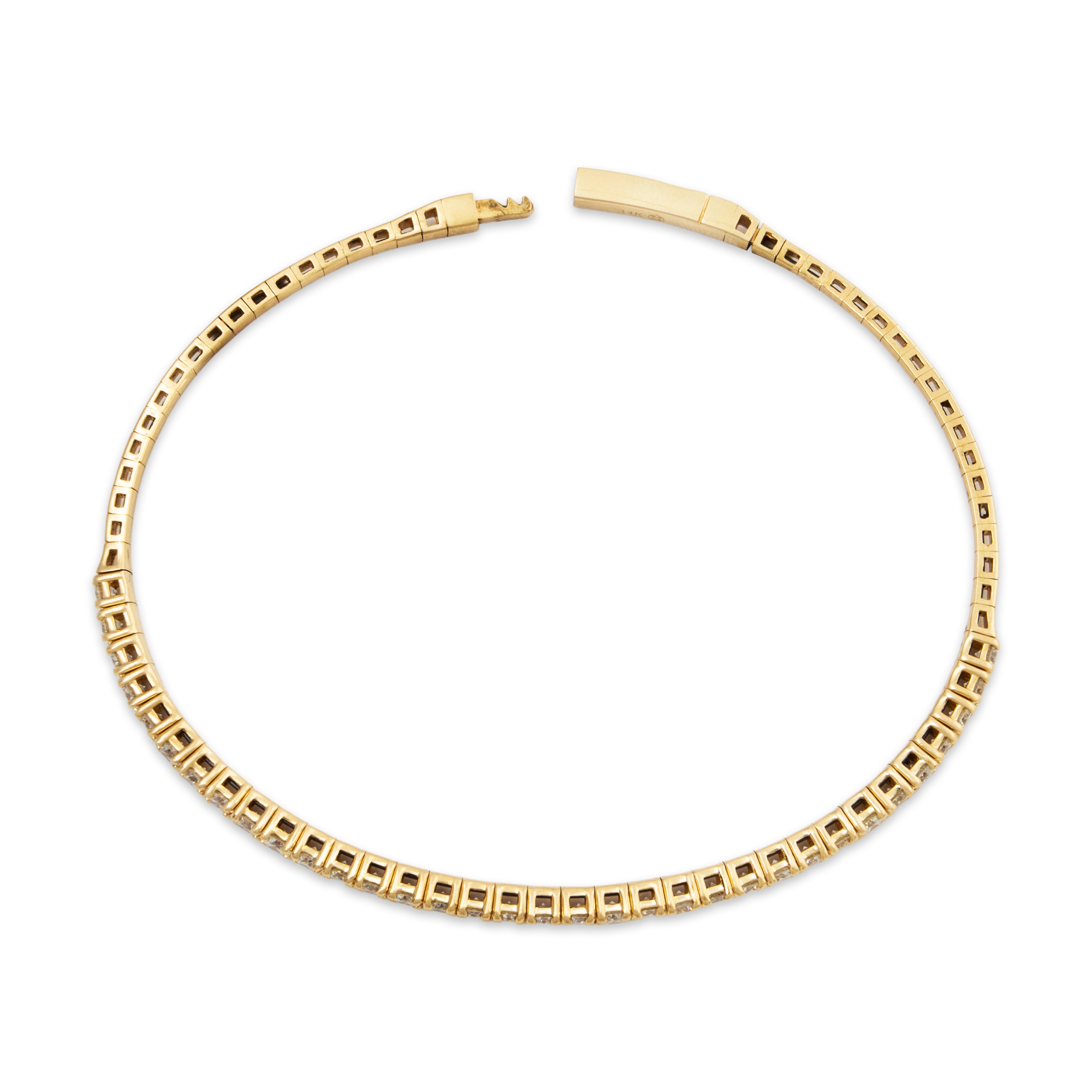 Estate 14k Yellow Gold 2.35cttw Diamond Articulated Line Bangle Bracelet、mySite、hinf8tx79