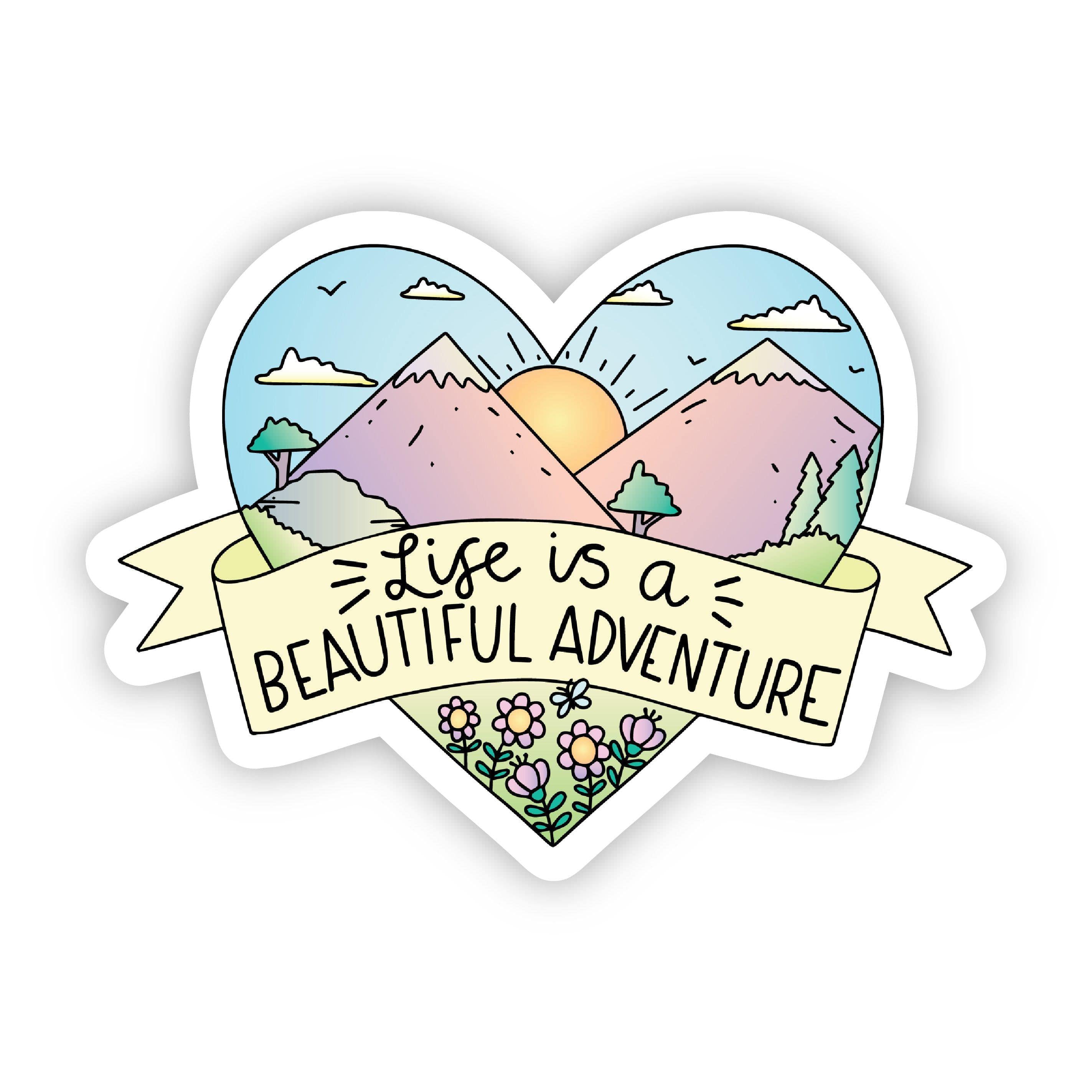  Life is a Beautiful Adventure Heart Nature Sticker、mySite、elrpsem3k