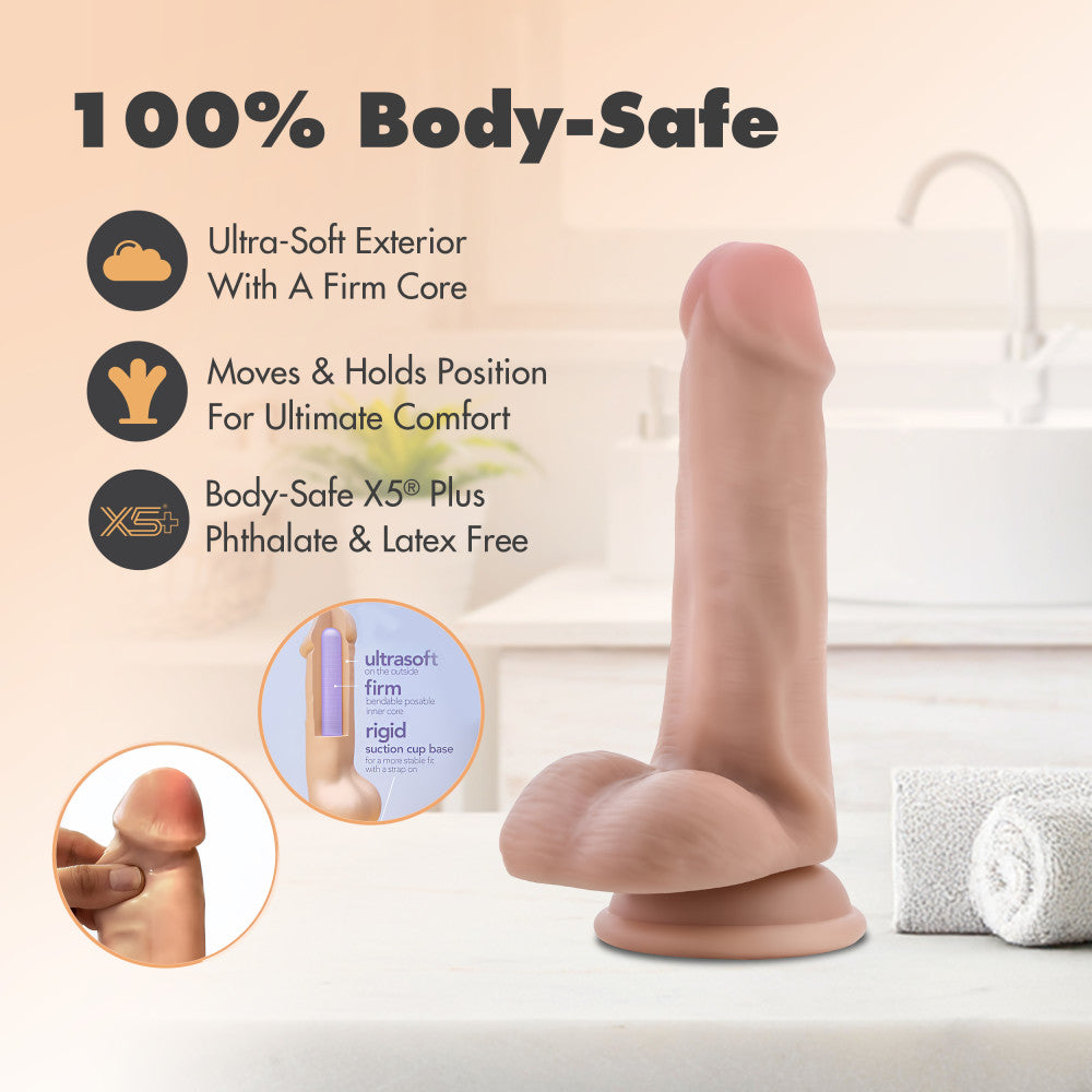 Dr. Skin Plus By Blush® | Realistic Vanilla 6.5-Inch Long Soft Yet Erect & Posable Dildo With Balls & Suction Cup Base、mySite、bottomscart