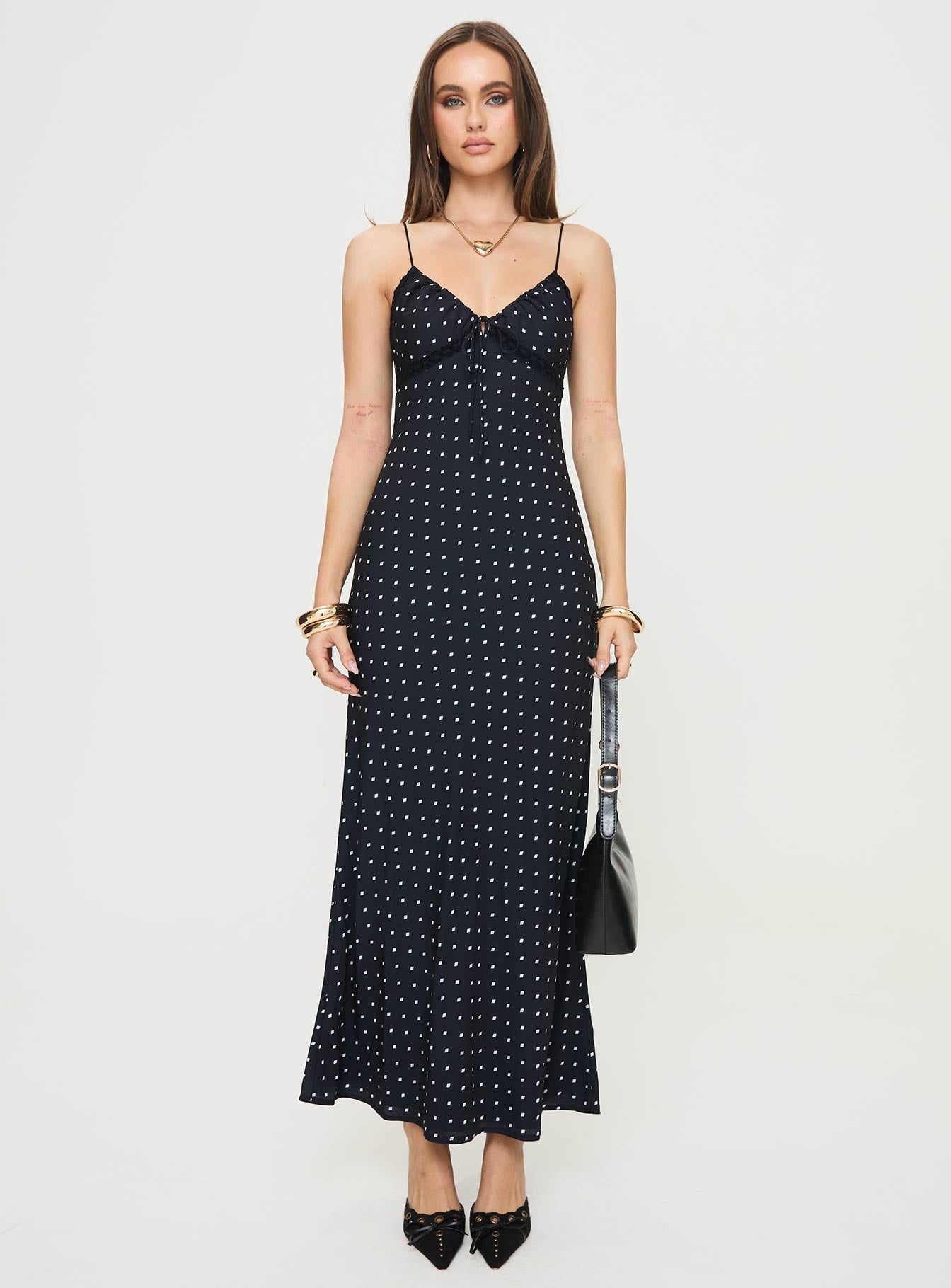 Emily Maxi Dress Black Polka Dot、mySite、solidvoid
