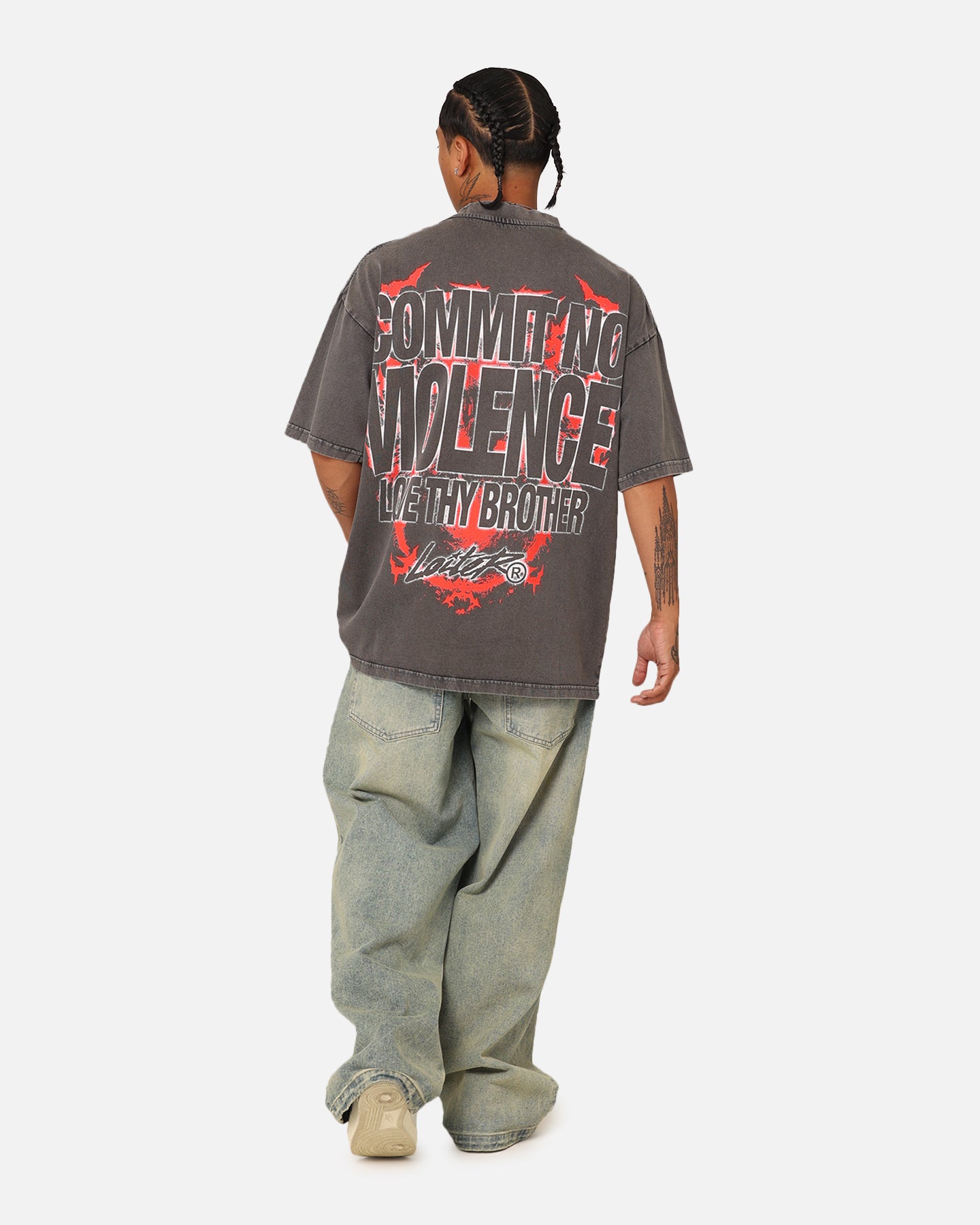 Loiter Dog Tag Oversized T-Shirt Charcoal Grey、mySite、zt4zffjzw