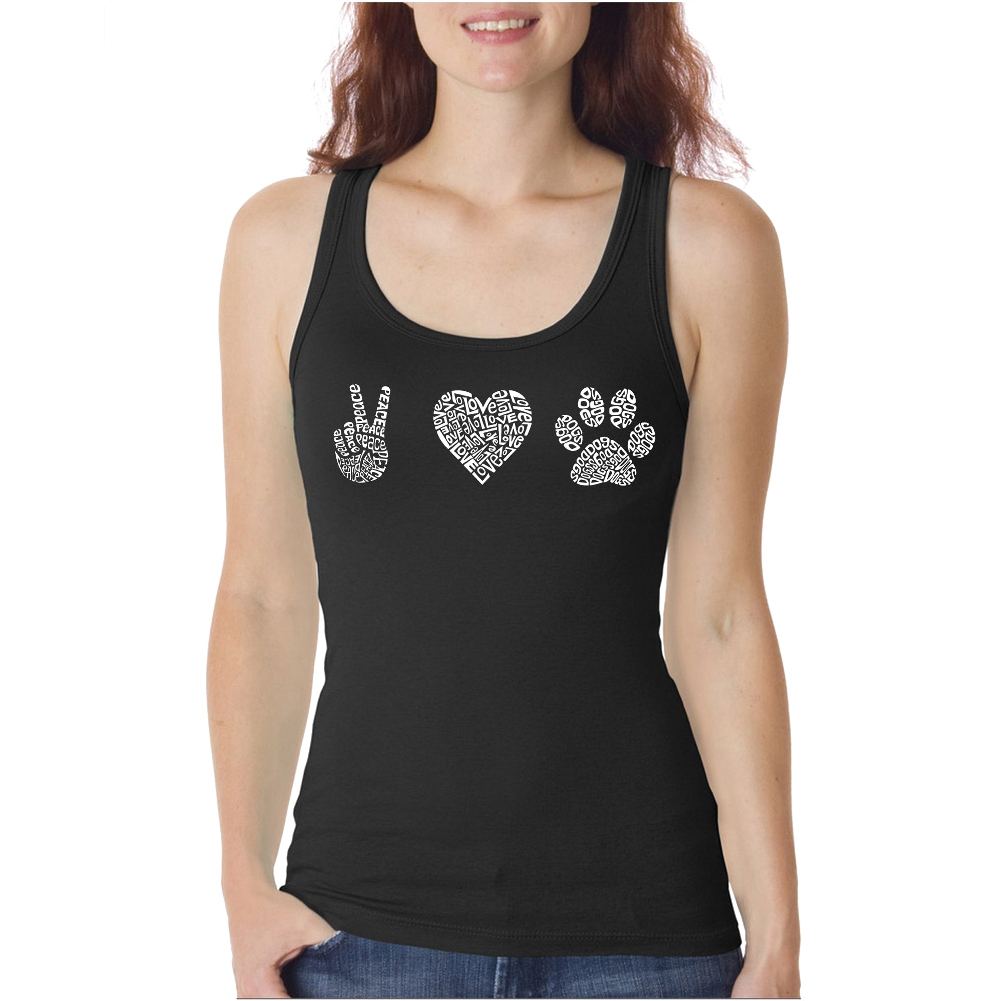 Peace Love Dogs - Women's Word Art Tank Top、mySite、camillekostekn