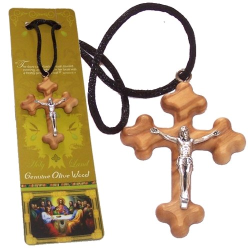 Byzantine olive wood extra-Smoothed Crucifix necklace ( 2 inches or 5 cm) - Necklace length is adjustable、mySite、topwebapps