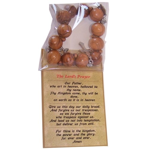  Elastic Olive wood religious bracelet with Silver tone Cross, Holy Face, Star and Mary with Child (Large)、mySite、elrpsem3k